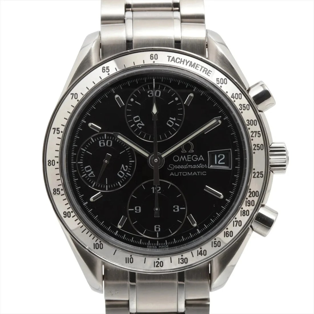 OMEGA SPEEDMASTER SS AT BLACK DIAL WATCH: Omega Speedmaster Ss At Black Dial Watch Brand: Omega Type/Style: Wristwatch Material: SS Color: Dial Color Black Size: Case:W1.2 x H1.2inch / W37 x H37 Circumference of Wrist:6.4inch / 16.3 Acces