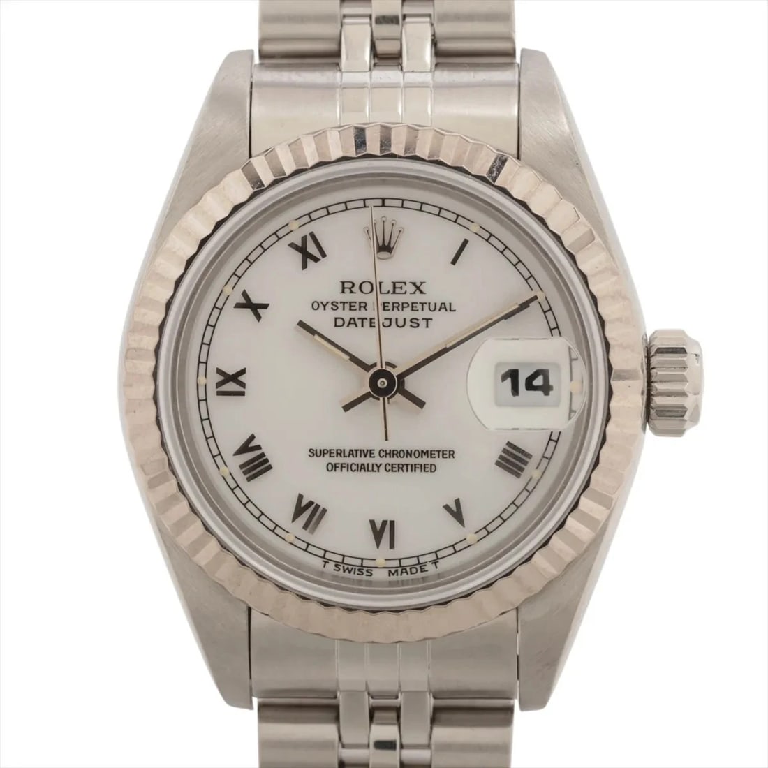 ROLEX LADY DATEJUST AT WHITE DIAL WATCH: Rolex Lady Datejust At White Dial Watch Brand: Rolex Type/Style: Wristwatch Material: SS×WG Color: Dial Color White Size: Case:W0.8 x H0.8inch / W26 x H26 Circumference of Wrist:6.7inch / 17 Acces