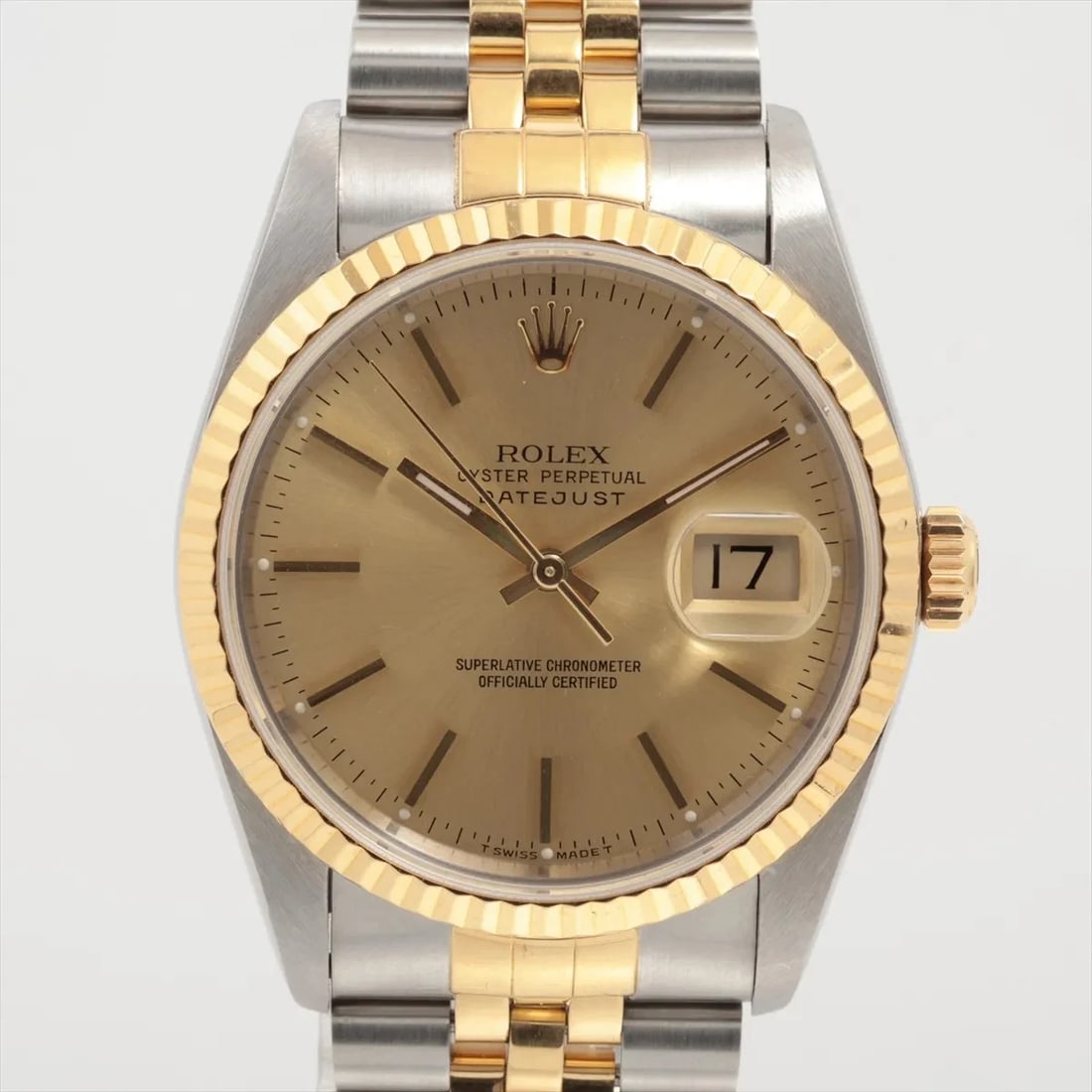 ROLEX DATEJUST 36 AT CHAMPAGNE WATCH: Rolex Datejust 36 At Champagne Watch Brand: Rolex Type/Style: Wristwatch Material: SS?YG Color: Dial Color Champagne Size: Case:W1.2 x H1.2inch / W36 x H36 Circumference of Wrist:7.5inch / 19 Acce