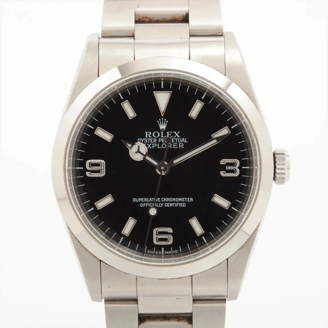 ROLEX EXPLORER SS AT BLACK DIAL WATCH: Rolex Explorer Ss At Black Dial Watch Brand: Rolex Type/Style: Wristwatch Material: SS Color: Dial Color Black Size: Case:W1.2 x H1.2inch / W36 x H36 Circumference of Wrist:7.1inch / 18 Accessorie