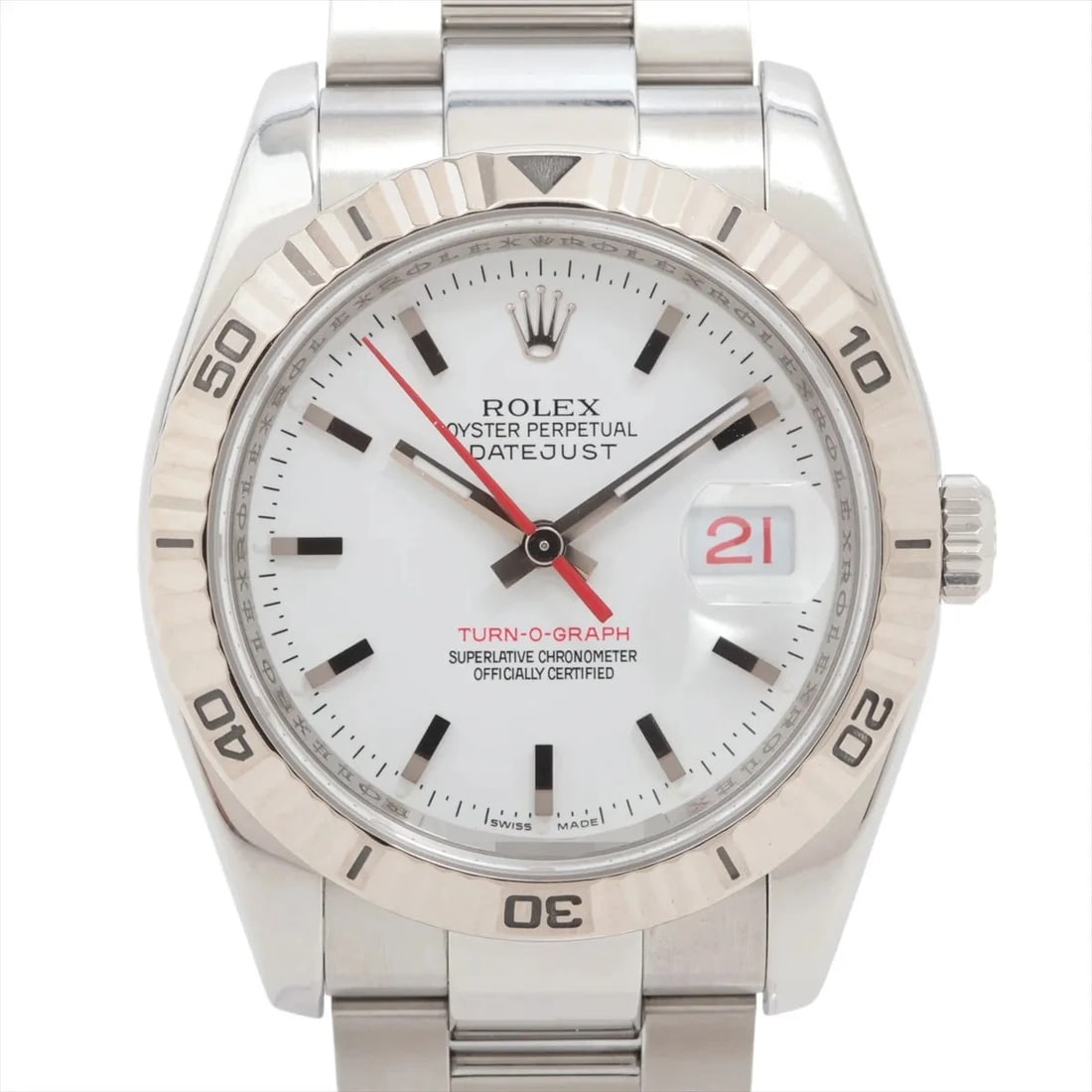 ROLEX DATEJUST TURN-O-GRAPH AT WHITE DIAL WATCH: Rolex Datejust Turn-O-Graph At White Dial Watch Brand: Rolex Type/Style: Wristwatch Material: SS?WG Color: Dial Color White Size: Case:W1.2 x H1.2inch / W36 x H36 Circumference of Wrist:7.1inch / 18