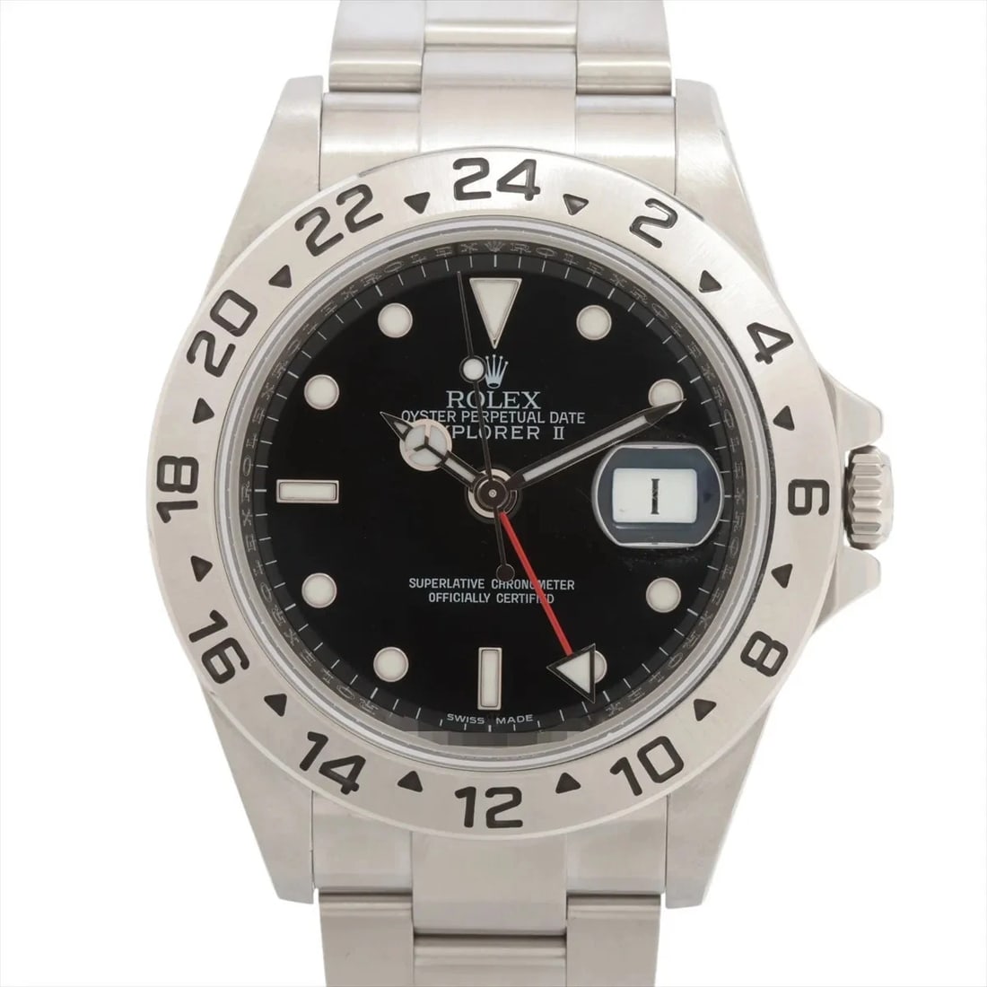 ROLEX EXPLORER II SS AT BLACK DIAL WATCH: Rolex Explorer Ii Ss At Black Dial Watch Brand: Rolex Type/Style: Wristwatch Material: SS Color: Dial Color Black Size: Case:W1.6 x H1.6inch / W40 x H40 Circumference of Wrist:6.7inch / 17 Accesso