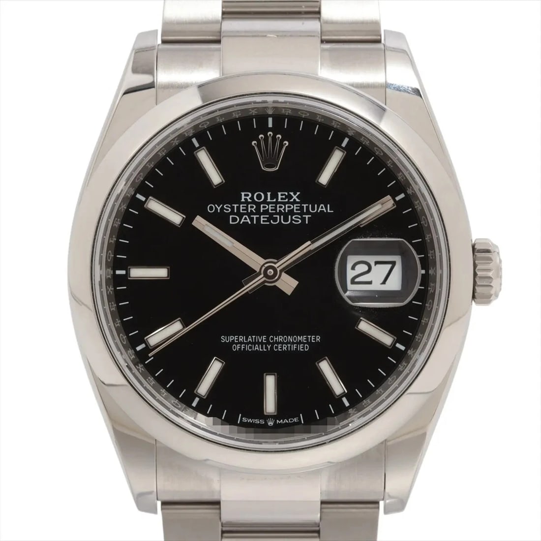 ROLEX DATEJUST 36 SS AT BLACK DIAL OYSTER WATCH (1 of 3)