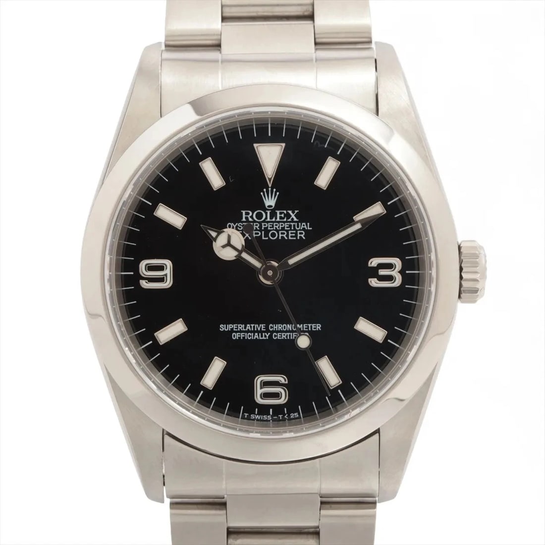 ROLEX EXPLORER SS AT BLACK DIAL WATCH: Rolex Explorer Ss At Black Dial Watch Brand: Rolex Type/Style: Wristwatch Material: SS Color: Dial Color Black Size: Case:W1.2 x H1.2inch / W36 x H36 Circumference of Wrist:6.7inch / 17 Accessorie