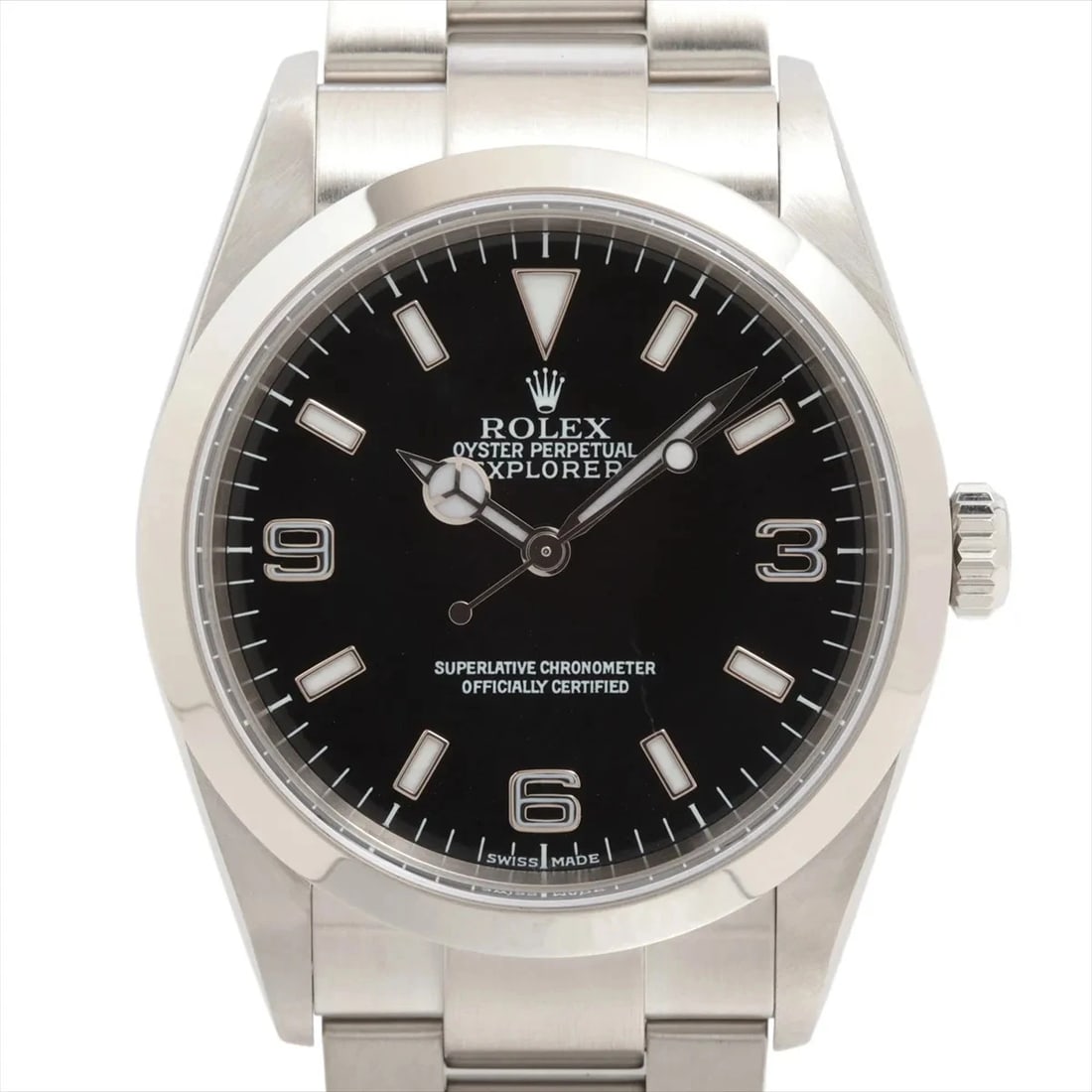ROLEX EXPLORER I SS AT BLACK DIAL WATCH: Rolex Explorer I Ss At Black Dial Watch Brand: Rolex Type/Style: Wristwatch Material: SS Color: Dial Color Black Size: Case:W1.2 x H1.2inch / W36 x H36 Circumference of Wrist:7.5inch / 19 Accessor