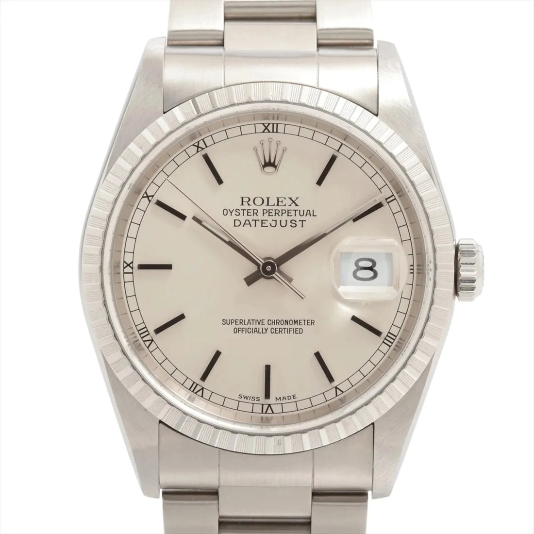 ROLEX DATEJUST 36 SS AT SILVER WATCH: Rolex Datejust 36 Ss At Silver Watch Brand: Rolex Type/Style: Wristwatch Material: SS Color: Dial Color Silver Size: Case:W1.2 x H1.2inch / W36 x H36 Circumference of Wrist:6.1inch / 15.5 Accessor
