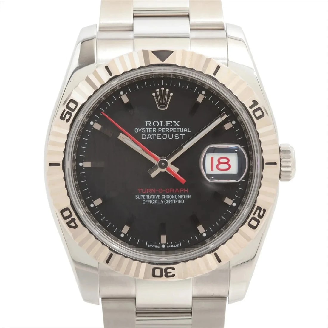 ROLEX DATEJUST TURN-O-GRAPH AT BLACK DIAL WATCH: Rolex Datejust Turn-O-Graph At Black Dial Watch Brand: Rolex Type/Style: Wristwatch Material: SS?WG Color: Dial Color Black Size: Case:W1.2 x H1.2inch / W36 x H36 Circumference of Wrist:7.1inch / 18