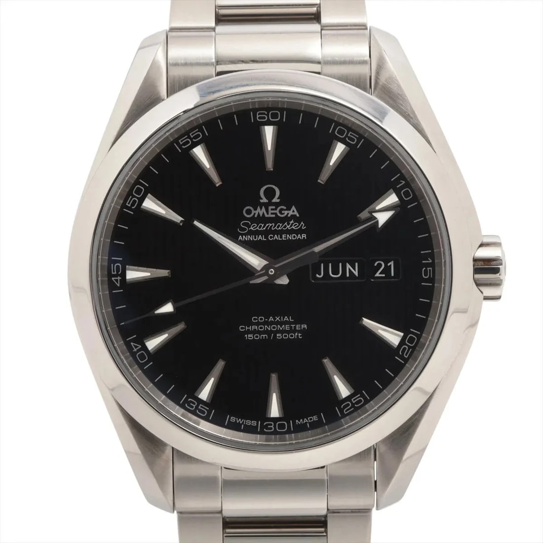 OMEGA SEAMASTER AQUA TERRA CHRONOMETER CO-AXIAL SS AT WATCH: Omega Seamaster Aqua Terra Chronometer Co-Axial Ss At Watch Brand: Omega Type/Style: Wristwatch Material: SS Color: Dial Color Black Size: Case:W1.6 x H1.6inch / W41 x H41 Circumference of Wrist:7.7in