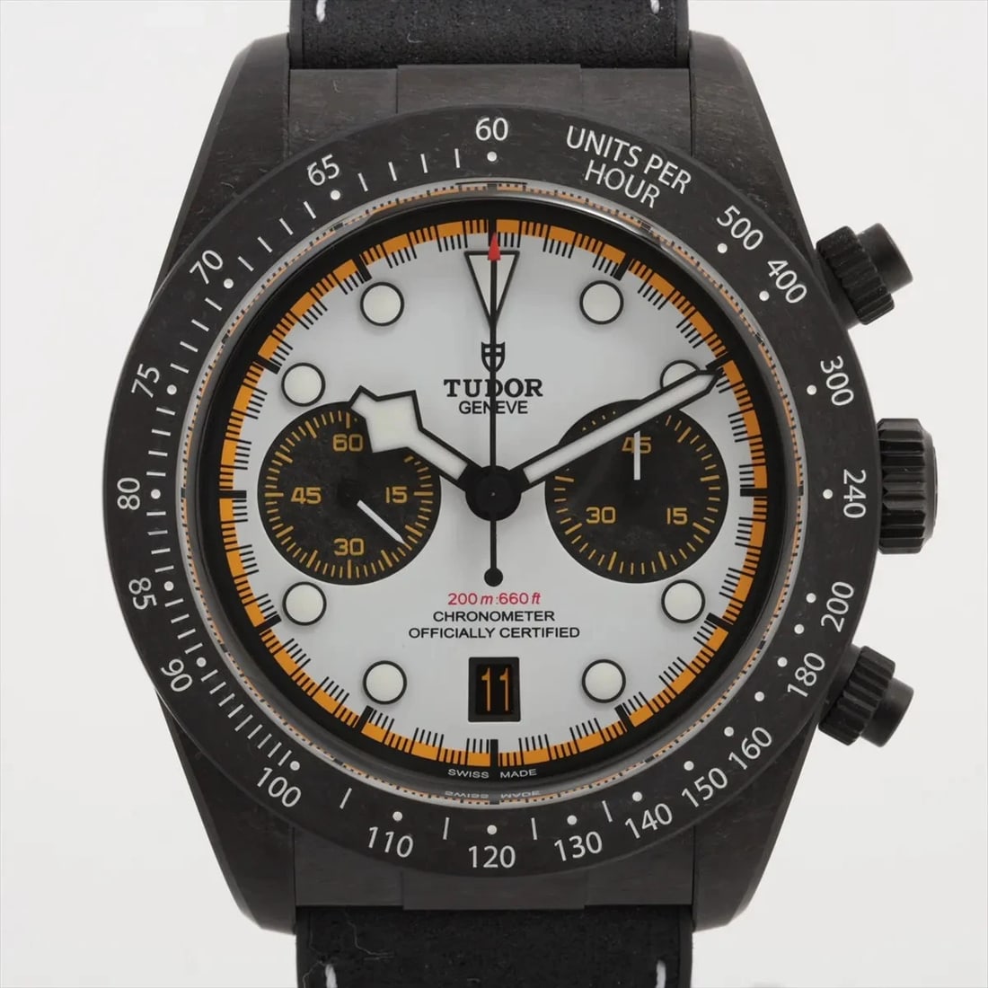TUDOR BLACK BAY CHRONO CARBON CARBON & RUBBER AT WHITE DIAL WATCH: Tudor Black Bay Chrono Carbon Carbon & Rubber At White Dial Watch Brand: Tudor Type/Style: Wristwatch Material: Carbon & rubber Color: Dial Color White Size: Case:W1.6 x H1.6inch / W42 x H42 Circumfer
