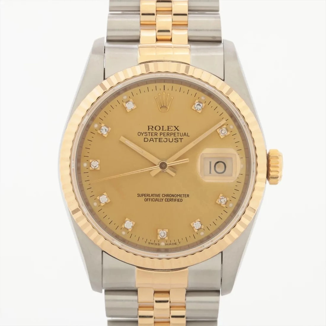 ROLEX DATEJUST 36 AT CHAMPAGNE WATCH: Rolex Datejust 36 At Champagne Watch Brand: Rolex Type/Style: Wristwatch Material: SS×YG Color: Dial Color Champagne Size: Case:W1.2 x H1.2inch / W36 x H36 Circumference of Wrist:7.7inch / 19.5 Ac