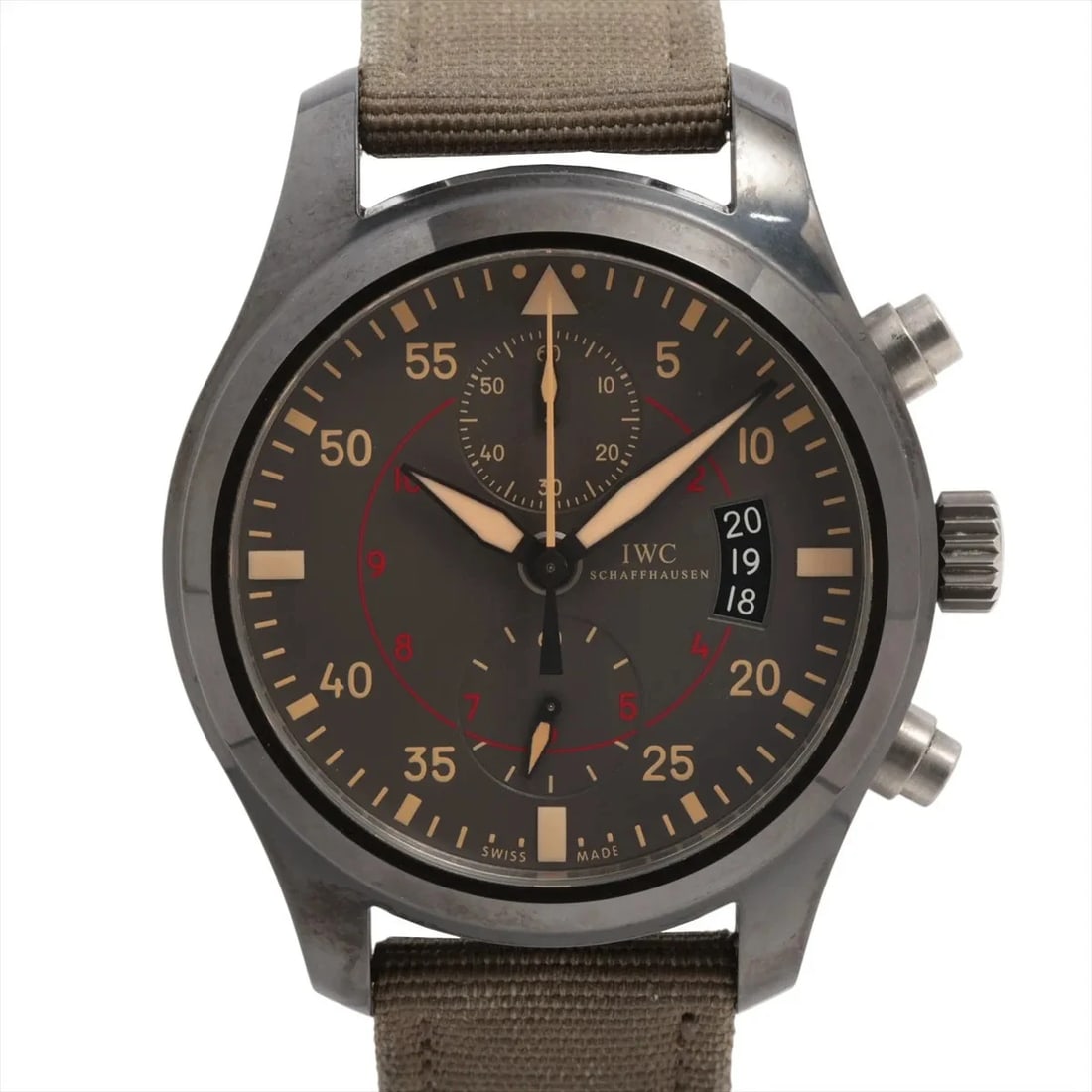 IWC PILOT WATCH CHRONOGRAPH CE?TI SS & NYLON AT GRAY WATCH (1 of 2)