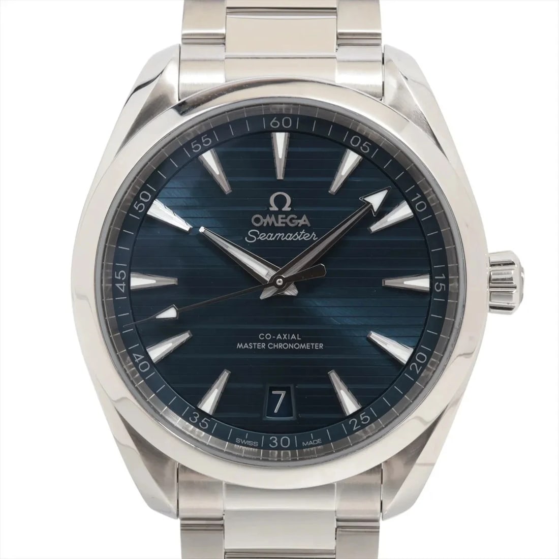 OMEGA SEAMASTER AQUA TERRA CO-AXIAL MASTER CHRONOMETER SS WATCH: Omega Seamaster Aqua Terra Co-Axial Master Chronometer Ss Watch Brand: Omega Type/Style: Wristwatch Material: SS Color: Dial Color Blue Size: Case:W1.6 x H1.6inch / W40 x H40 Circumference of