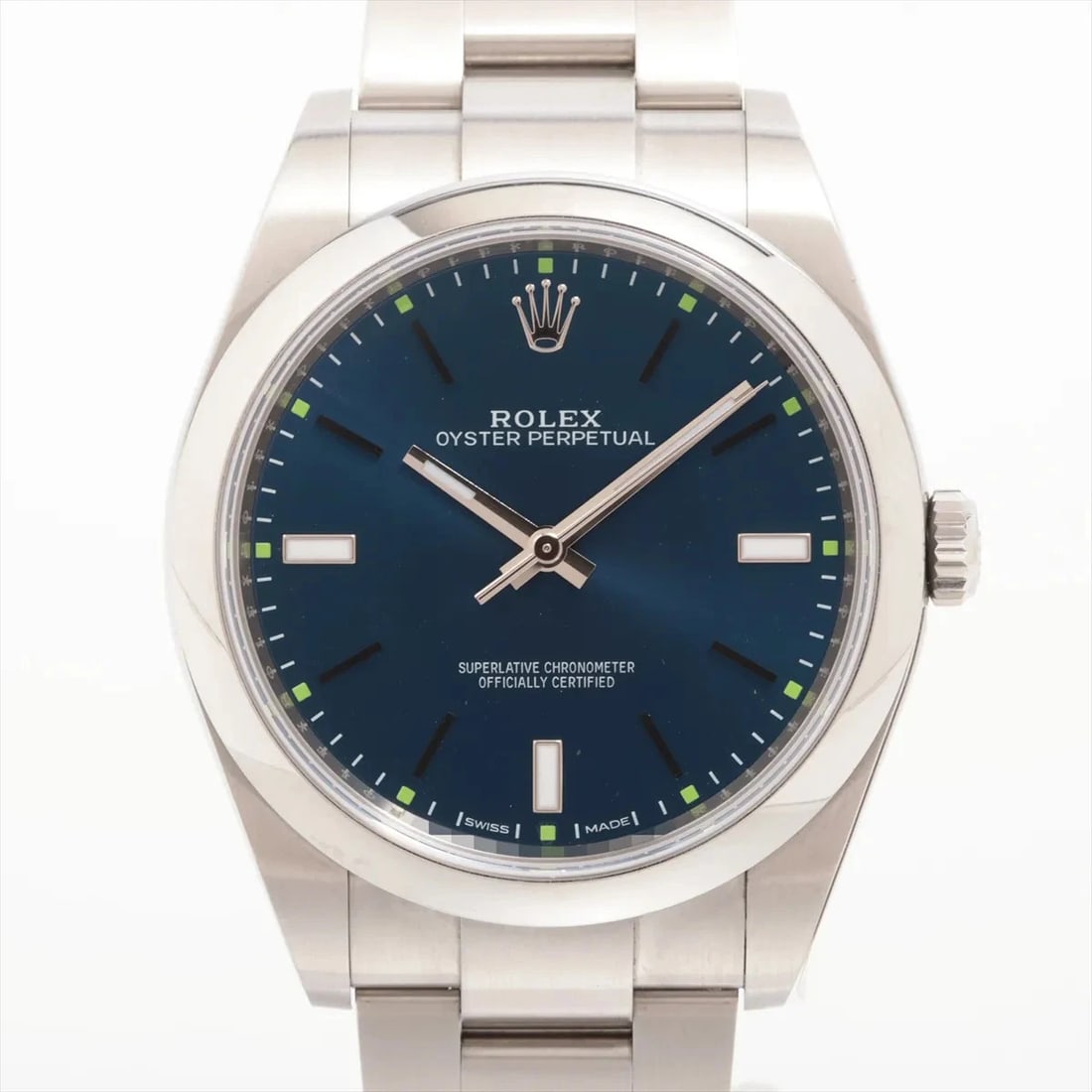 ROLEX OYSTER PERPETUAL 39 SS AT BLUE DIAL WATCH: Rolex Oyster Perpetual 39 Ss At Blue Dial Watch Brand: Rolex Type/Style: Wristwatch Material: SS Color: Dial Color Blue Size: Case:W1.2 x H1.2inch / W39 x H39 Circumference of Wrist:6.7inch / 17 A