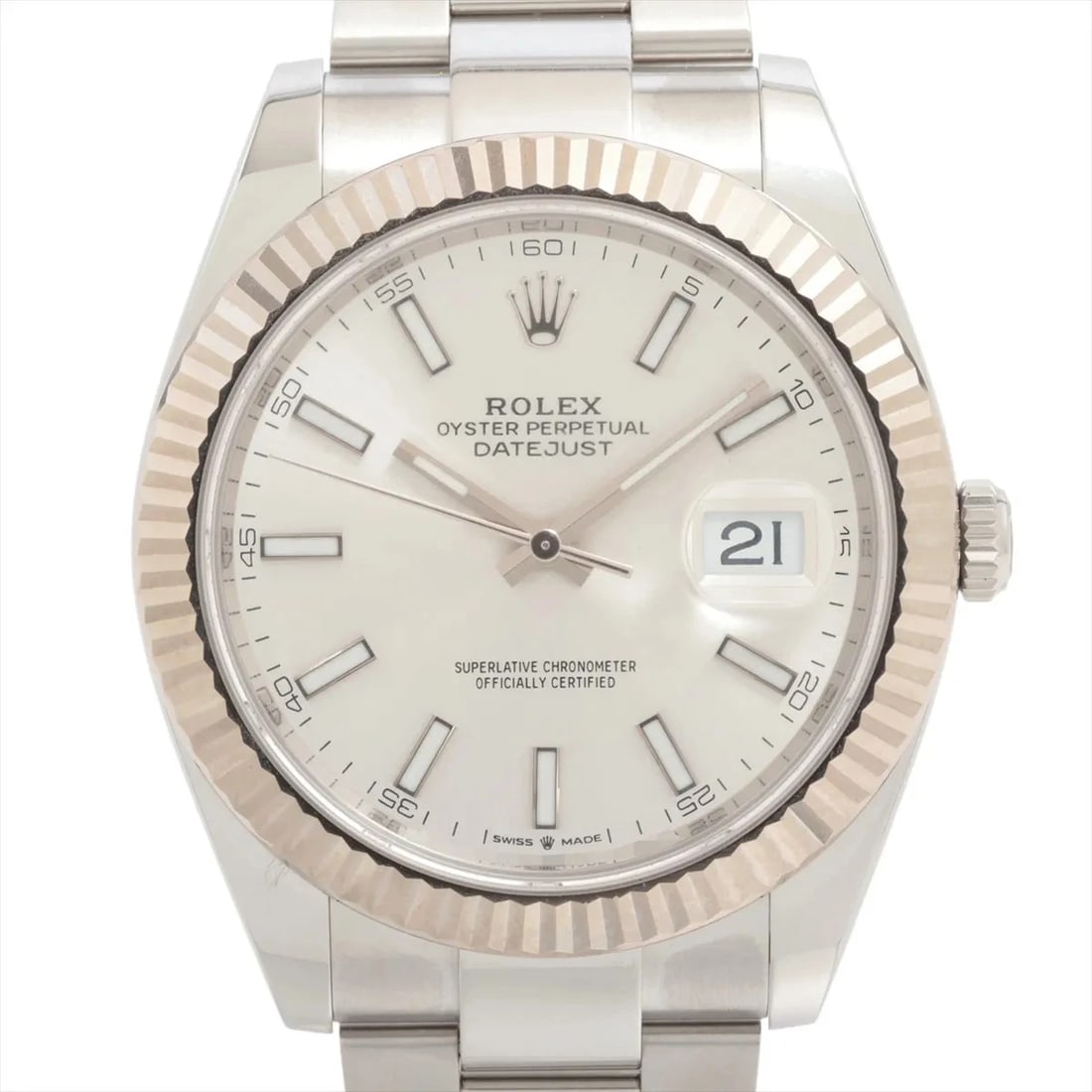 ROLEX DATEJUST 41 AT SILVER OYSTER WATCH: Rolex Datejust 41 At Silver Oyster Watch Brand: Rolex Type/Style: Wristwatch Material: SS?WG Color: Dial Color Silver Size: Case:W1.6 x H1.6inch / W41 x H41 Circumference of Wrist:7.5inch / 19 Acc