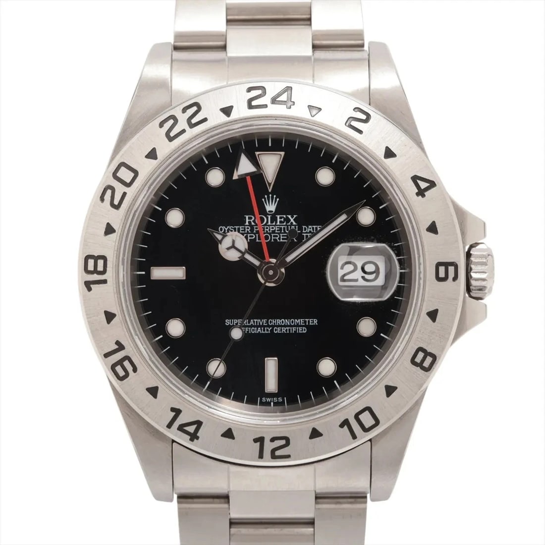 ROLEX EXPLORER II SS AT BLACK DIAL WATCH: Rolex Explorer Ii Ss At Black Dial Watch Brand: Rolex Type/Style: Wristwatch Material: SS Color: Dial Color Black Size: Case:W1.6 x H1.6inch / W40 x H40 Circumference of Wrist:7.3inch / 18.5 Acces