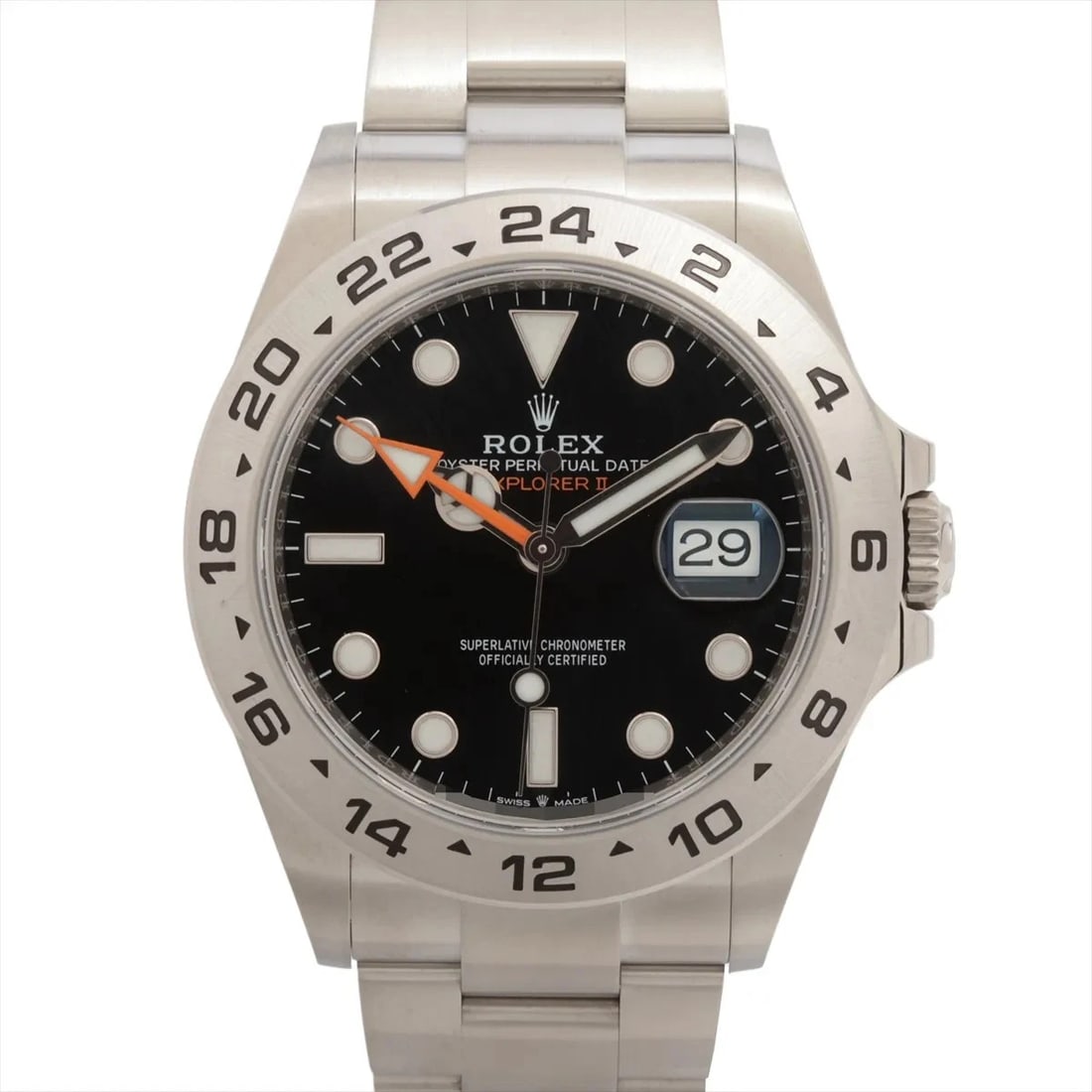 ROLEX EXPLORER II SS AT BLACK DIAL WATCH: Rolex Explorer Ii Ss At Black Dial Watch Brand: Rolex Type/Style: Wristwatch Material: SS Color: Dial Color Black Size: Case:W1.6 x H1.6inch / W42 x H42 Circumference of Wrist:7.3inch / 18.5 Acces