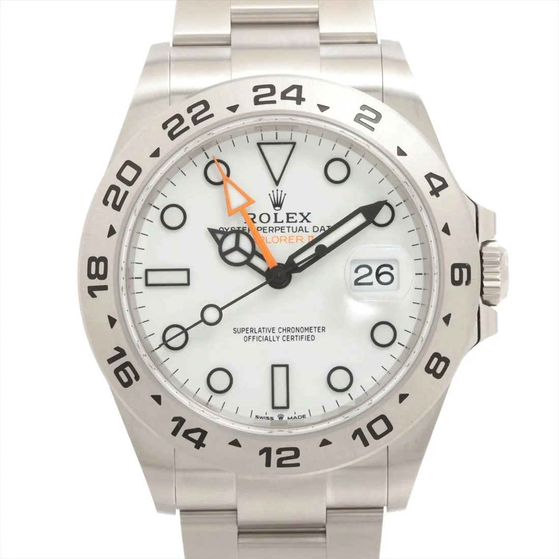 ROLEX EXPLORER II SS AT WHITE DIAL WATCH: Rolex Explorer Ii Ss At White Dial Watch Brand: Rolex Type/Style: Wristwatch Material: SS Color: Dial Color White Size: Case:W1.6 x H1.6inch / W42 x H42 Circumference of Wrist:7.7inch / 19.5 Acces