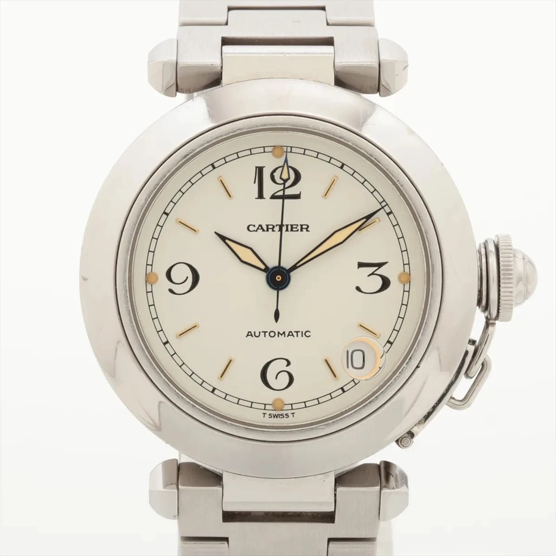 CARTIER PASHA C SS AT WHITE DIAL WATCH: Cartier Pasha C Ss At White Dial Watch Brand: Cartier Type/Style: Wristwatch Material: SS Color: Dial Color White Size: Case:W1.2 x H1.2inch / W35 x H35 Circumference of Wrist:5.3inch / 13.5 Acces