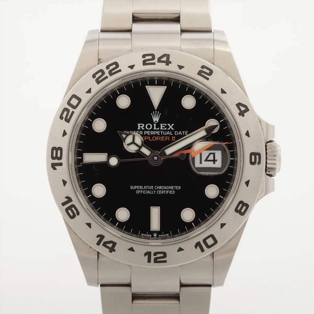 ROLEX EXPLORER II SS AT BLACK DIAL WATCH: Rolex Explorer Ii Ss At Black Dial Watch Brand: Rolex Type/Style: Wristwatch Material: SS Color: Dial Color Black Size: Case:W1.6 x H1.6inch / W42 x H42 Circumference of Wrist:7.7inch / 19.5 Acces
