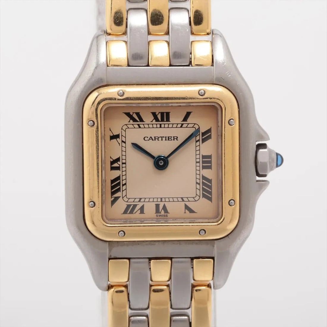 CARTIER PANTHERE SM QZ IVORY WATCH: Cartier Panthere Sm Qz Ivory Watch Brand: Cartier Type/Style: Wristwatch Material: SS?YG Color: Dial Color Ivory Size: Case:W0.8 x H1.2inch / W23 x H30 Circumference of Wrist:5.1inch / 13 Accessor