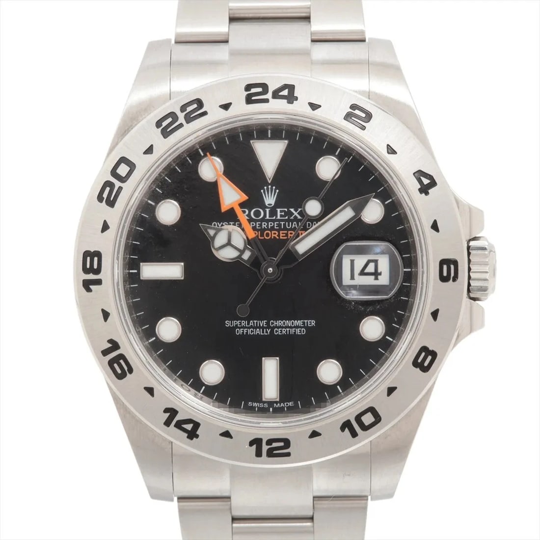 ROLEX EXPLORER II SS AT BLACK DIAL WATCH: Rolex Explorer Ii Ss At Black Dial Watch Brand: Rolex Type/Style: Wristwatch Material: SS Color: Dial Color Black Size: Case:W1.6 x H1.6inch / W42 x H42 Circumference of Wrist:7.5inch / 19 Accesso