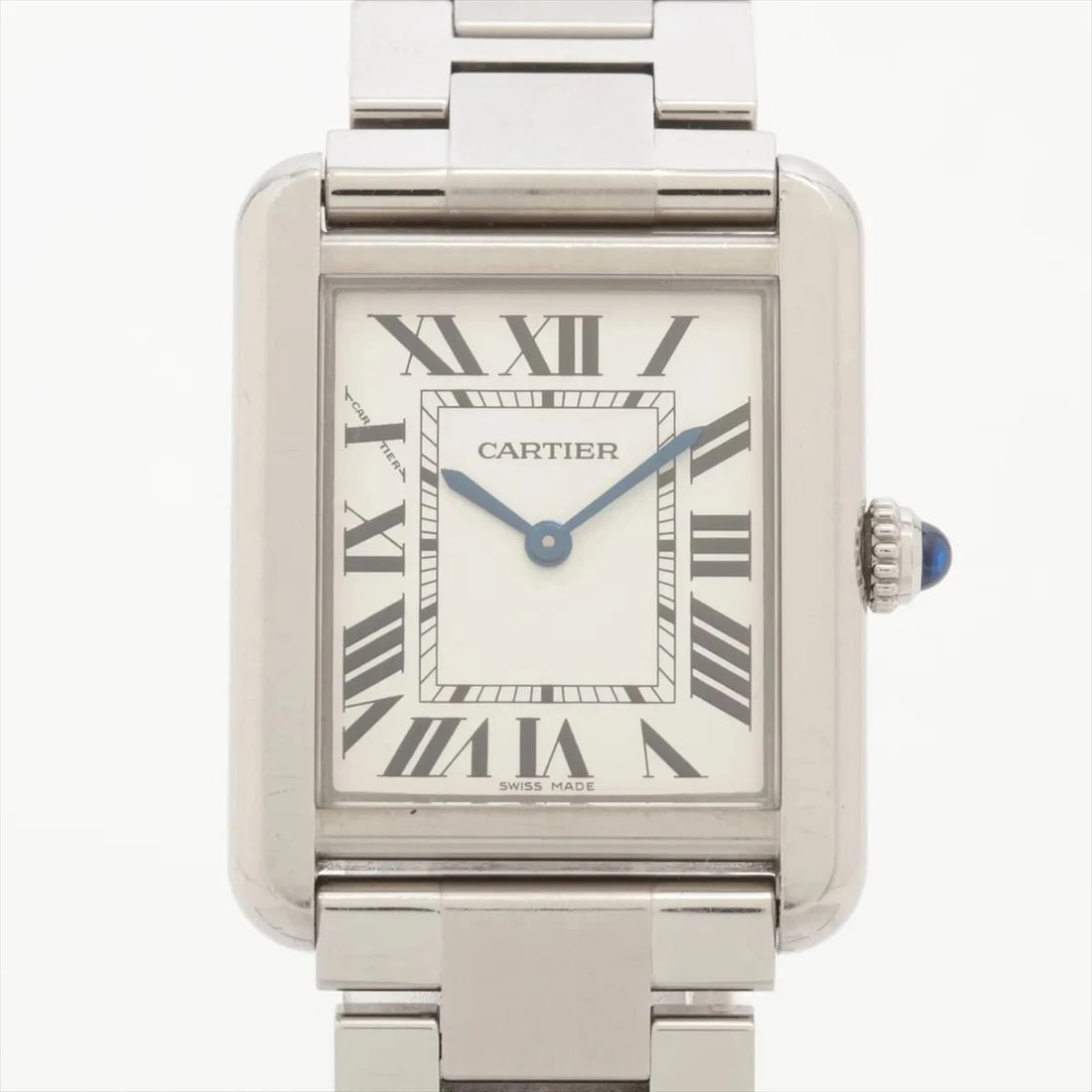 CARTIER TANK SOLO SM SS QZ SILVER WATCH: Cartier Tank Solo Sm Ss Qz Silver Watch Brand: Cartier Type/Style: Wristwatch Material: SS Color: Dial Color Silver Size: Case:W0.8 x H1.2inch / W24 x H31 Circumference of Wrist:5.5inch / 14 Acces