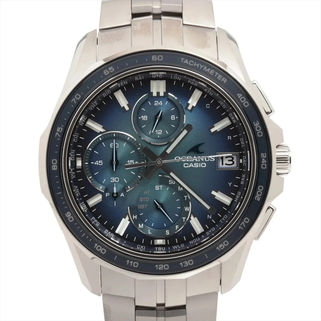 CASIO OCEANUS MANTA RAYS RETRO TONE COLLECTION TI SOLAR BLUE WATCH: Casio Oceanus Manta Rays Retro Tone Collection Ti Solar Blue Watch Brand: Casio Type/Style: Wristwatch Material: TI Color: Dial Color Blue gradation Size: Case:W1.6 x H1.6inch / W42.8 x H47.5 Circumfe