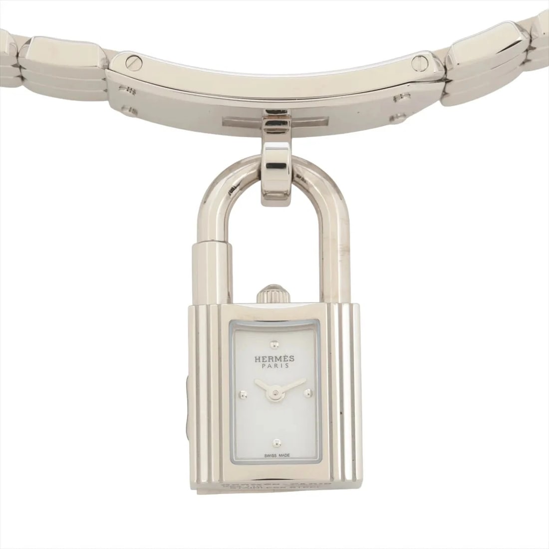 HERMES KELLY WATCH SS QZ WHITE DIAL WATCH: Hermes Kelly Watch Ss Qz White Dial Watch Brand: Hermes Type/Style: Wristwatch Material: SS Color: Dial Color White Size: Case:W0.4 x H1.2inch / W16 x H32 Circumference of Wrist:6.1inch / 15.5 Acc