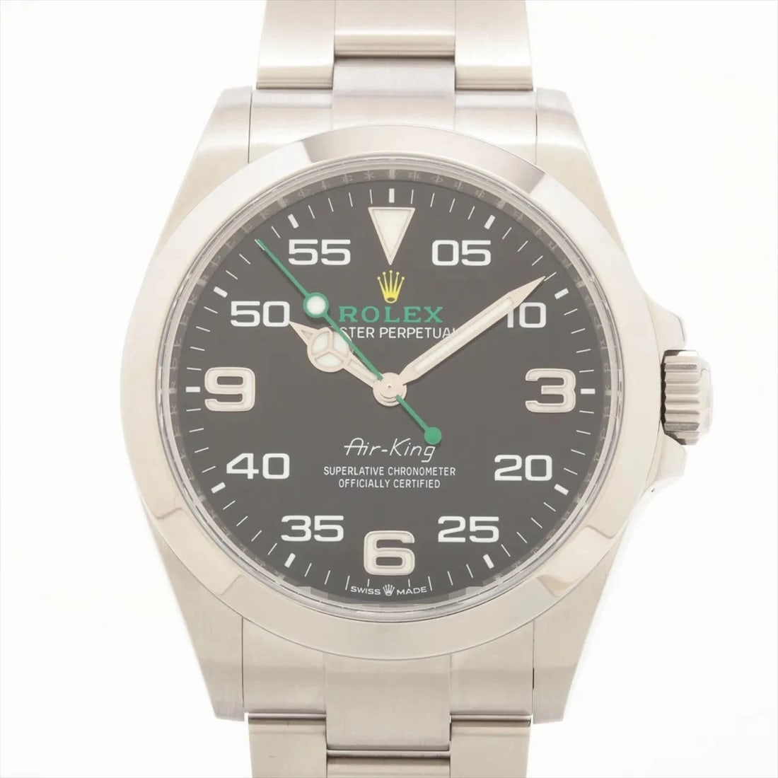 ROLEX AIR-KING126900 SS AT BLACK DIAL WATCH: Rolex Air-King126900 Ss At Black Dial Watch Brand: Rolex Type/Style: Wristwatch Material: SS Color: Dial Color Black Size: Case:W1.6 x H1.6inch / W40 x H40 Circumference of Wrist:7.3inch / 18.5 Ac