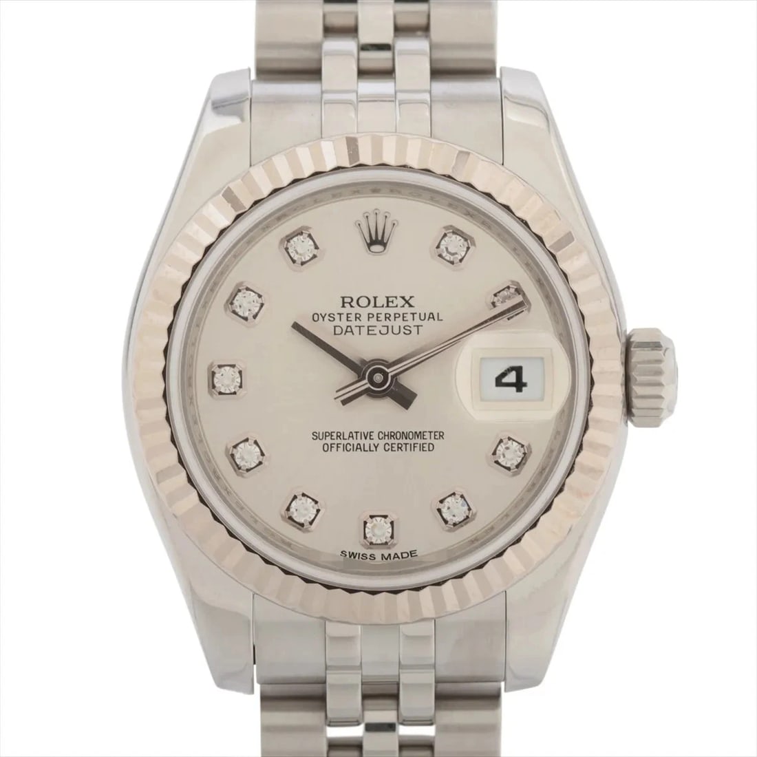 ROLEX LADY DATEJUST AT SILVER WATCH: Rolex Lady Datejust At Silver Watch Brand: Rolex Type/Style: Wristwatch Material: SS?WG Color: Dial Color Silver Size: Case:W0.8 x H0.8inch / W26 x H26 Circumference of Wrist:6.5inch / 16.5 Access