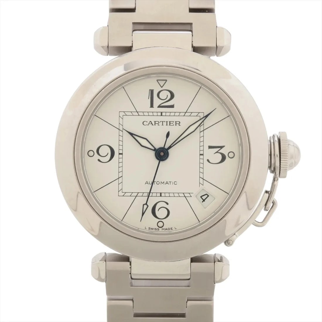 CARTIER PASHA C SS AT WHITE DIAL WATCH: Cartier Pasha C Ss At White Dial Watch Brand: Cartier Type/Style: Wristwatch Material: SS Color: Dial Color White Size: Case:W1.2 x H1.2inch / W35 x H35 Circumference of Wrist:7.3inch / 18.5 Acces