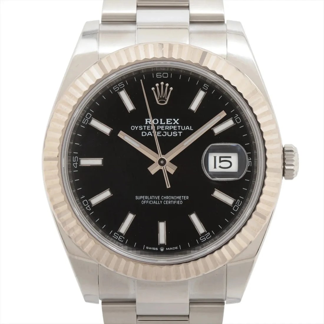 ROLEX DATEJUST 41 AT BRIGHT BLACK DIAL WATCH: Rolex Datejust 41 At Bright Black Dial Watch Brand: Rolex Type/Style: Wristwatch Material: SS?WG Color: Dial Color bright black Size: Case:W1.6 x H1.6inch / W41 x H41 Circumference of Wrist:6.9inch / 