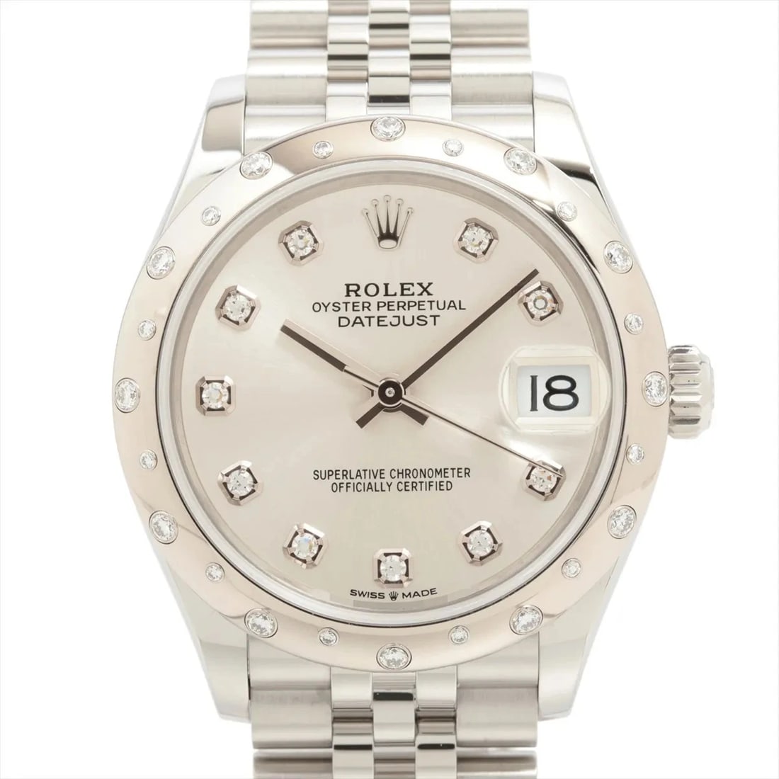ROLEX DATEJUST 31 AT SILVER WATCH: Rolex Datejust 31 At Silver Watch Brand: Rolex Type/Style: Wristwatch Material: SS?WG Color: Dial Color Silver Size: Case:W1.2 x H1.2inch / W31 x H31 Circumference of Wrist:6.7inch / 17 Accessorie