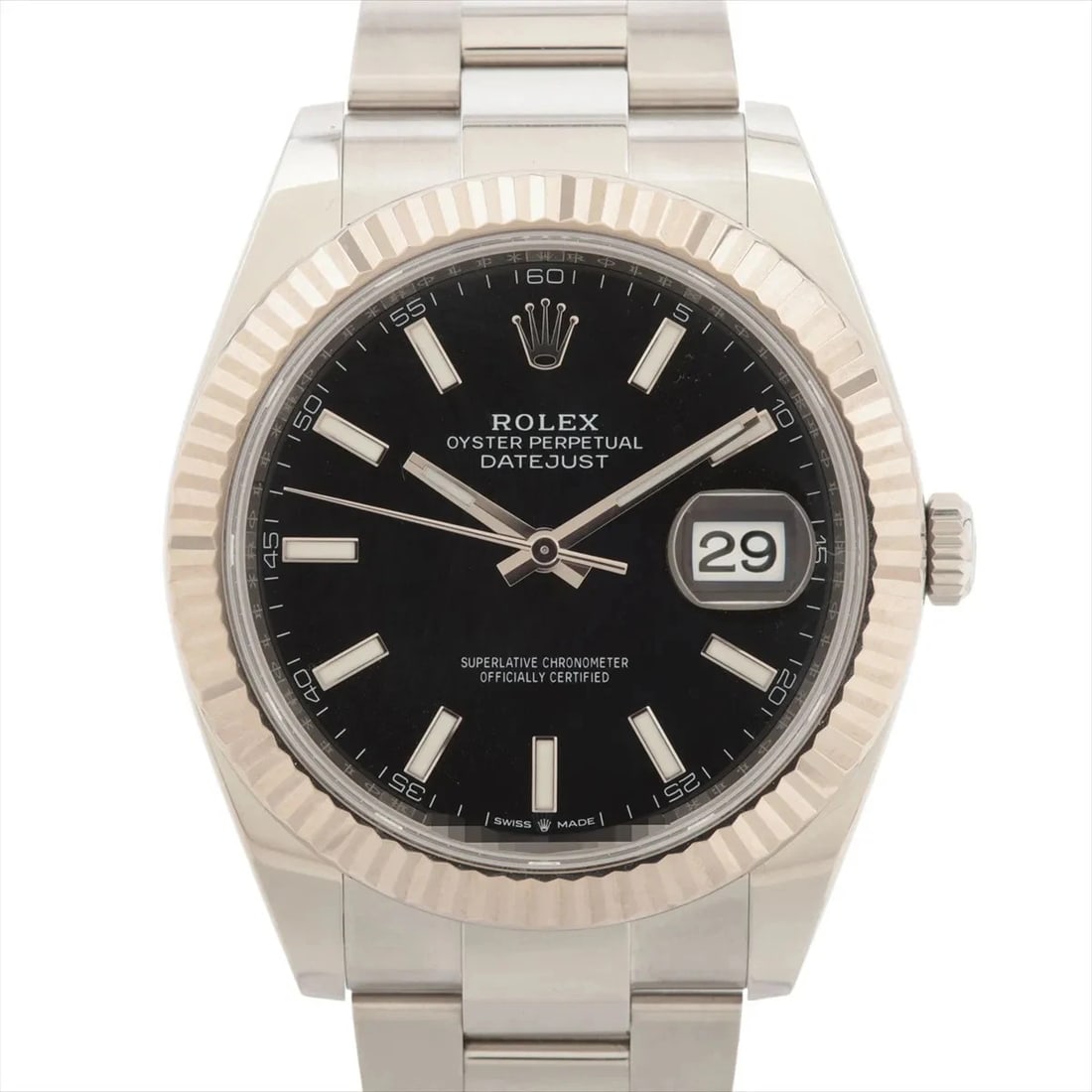 ROLEX DATEJUST 41 AT BRIGHT BLACK DIAL OYSTER WATCH: Rolex Datejust 41 At Bright Black Dial Oyster Watch Brand: Rolex Type/Style: Wristwatch Material: SS?WG Color: Dial Color bright black Size: Case:W1.6 x H1.6inch / W41 x H41 Circumference of Wrist:6.7