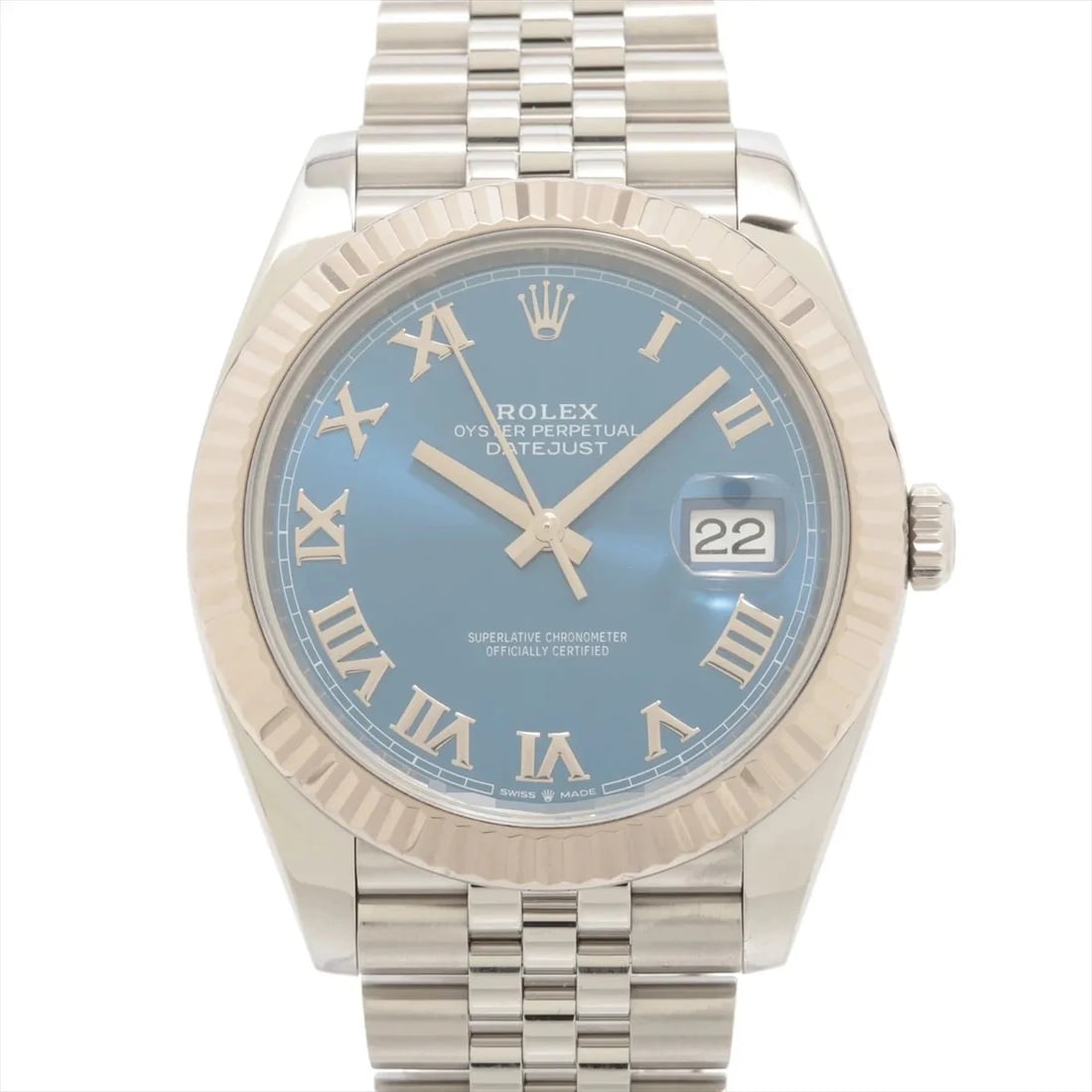 ROLEX DATEJUST 41 AT AZZURRO BLUE DIAL WATCH: Rolex Datejust 41 At Azzurro Blue Dial Watch Brand: Rolex Type/Style: Wristwatch Material: SS?WG Color: Dial Color Azzurro Blue Size: Case:W1.6 x H1.6inch / W41 x H41 Circumference of Wrist:7.5inch / 