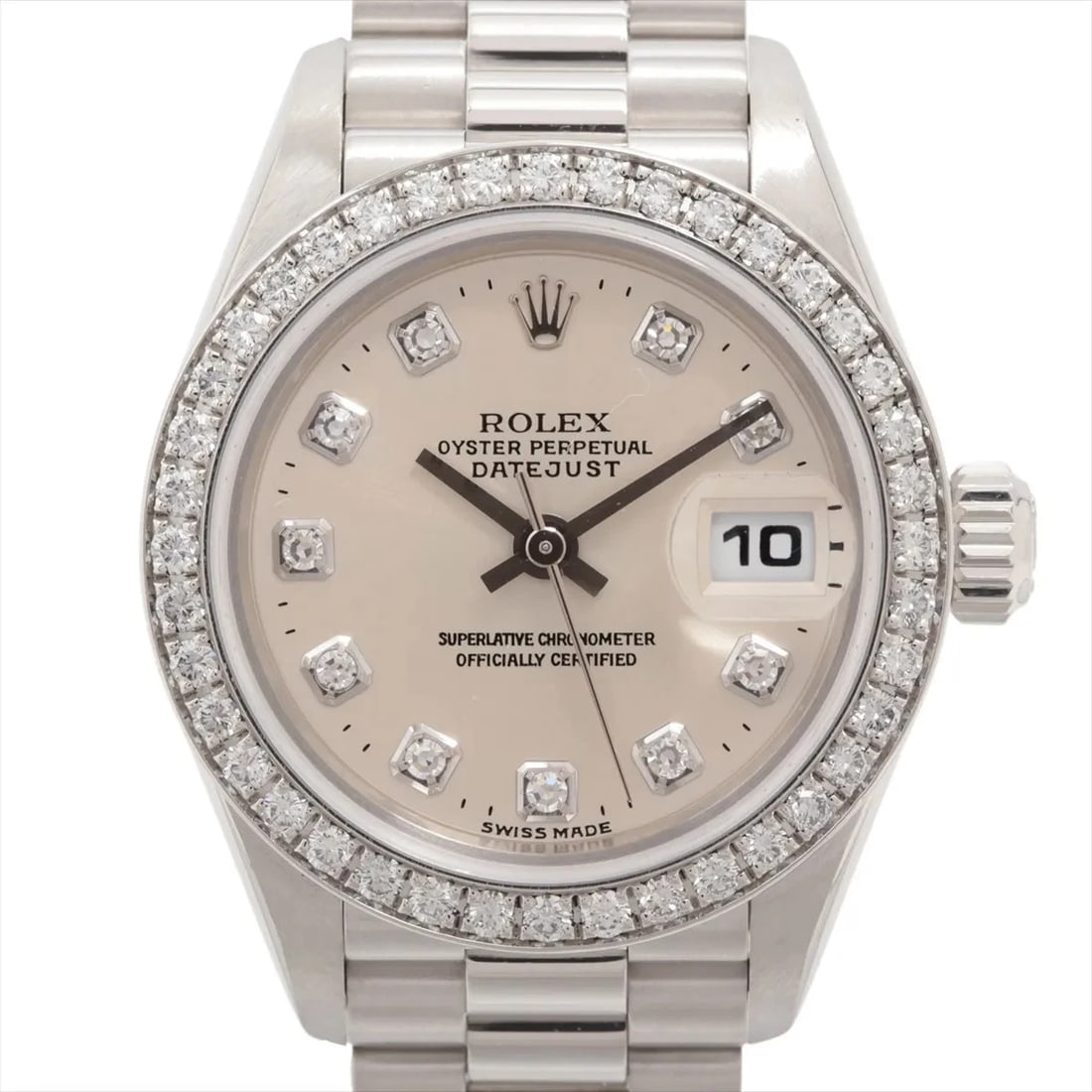 ROLEX DATEJUST PT AT SILVER WATCH: Rolex Datejust Pt At Silver Watch Brand: Rolex Type/Style: Wristwatch Material: PT Color: Dial Color Silver Size: Case:W0.8 x H0.8inch / W26 x H26 Circumference of Wrist:6.1inch / 15.5 Accessories