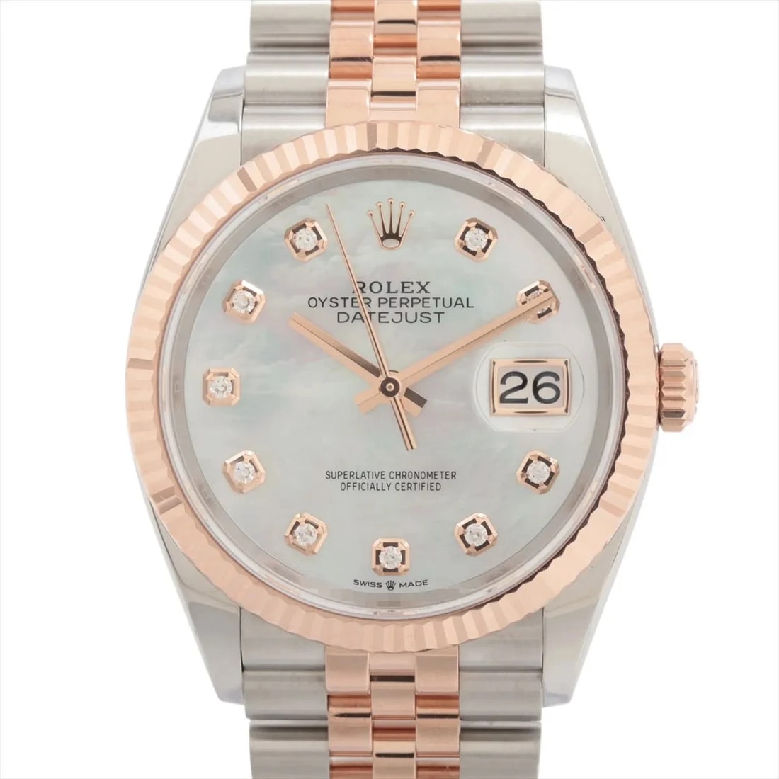 ROLEX DATEJUST 36 AT WHITE SHELL DIAL JUBILEE WATCH: Rolex Datejust 36 At White Shell Dial Jubilee Watch Brand: Rolex Type/Style: Wristwatch Material: PG?SS Color: Dial Color white shell Size: Case:W1.2 x H1.2inch / W36 x H36 Circumference of Wrist:7.5i