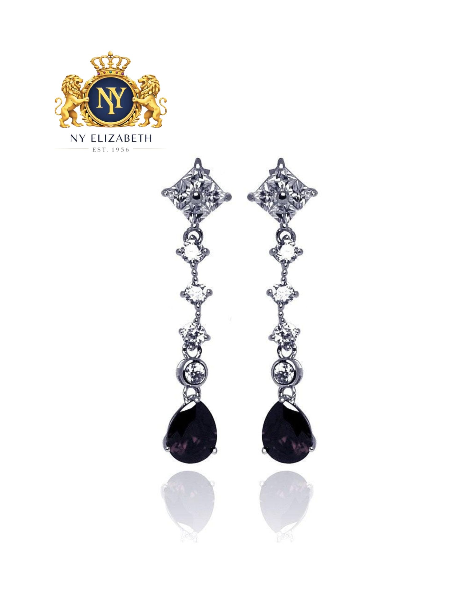 SILVER 925 RHODIUM PLATED STUD EARRINGS: Silver 925 Rhodium Plated Stud Earrings Metal: 925 Sterling Silver Plating: Nickel Free Rhodium Plated Stone: CZ Stones Dimensions: 40mm x 7mm Length: None Accessories: None Notice: When p