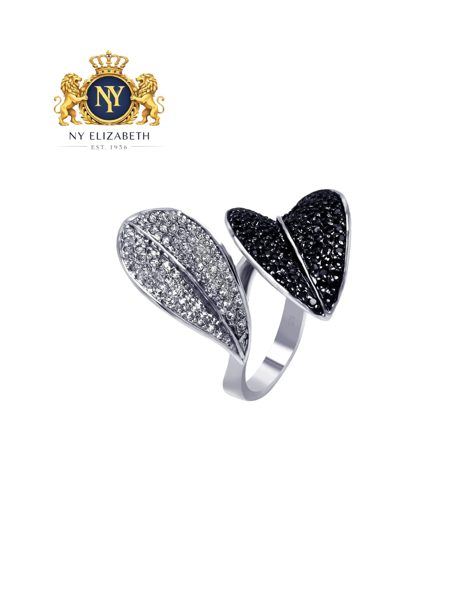 SILVER 925 BLACK RHODIUM PLATED 2 TONED RING: Silver 925 Black Rhodium Plated 2 Toned CZ Ring Metal: 925 Sterling Silver Plating: Nickel Free Rhodium Plated Stone: Black and Clear CZ Ring Size:: 6 US Accessories: None Notice: When purchasing p