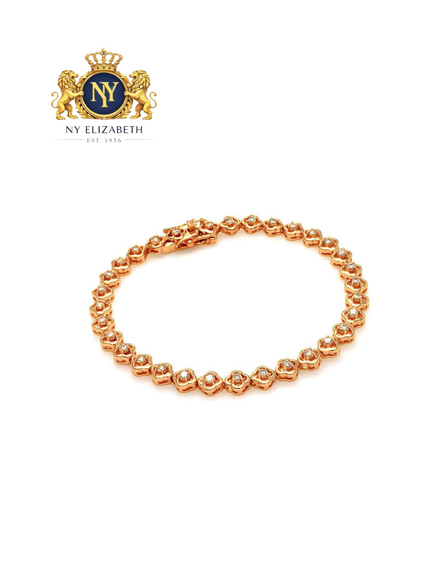 SILVER 925 GOLD ROSE PLATED CLEAR FLOWER LINK BRACELET: Silver 925 Gold Rose Plated Clear Flower Link CZ Bracelet Metal: 925 Sterling Silver Plating: Nickel Free Rhodium Plated Stone: clear cubic zirconia stones Length: None Accessories: None Notice: Wh