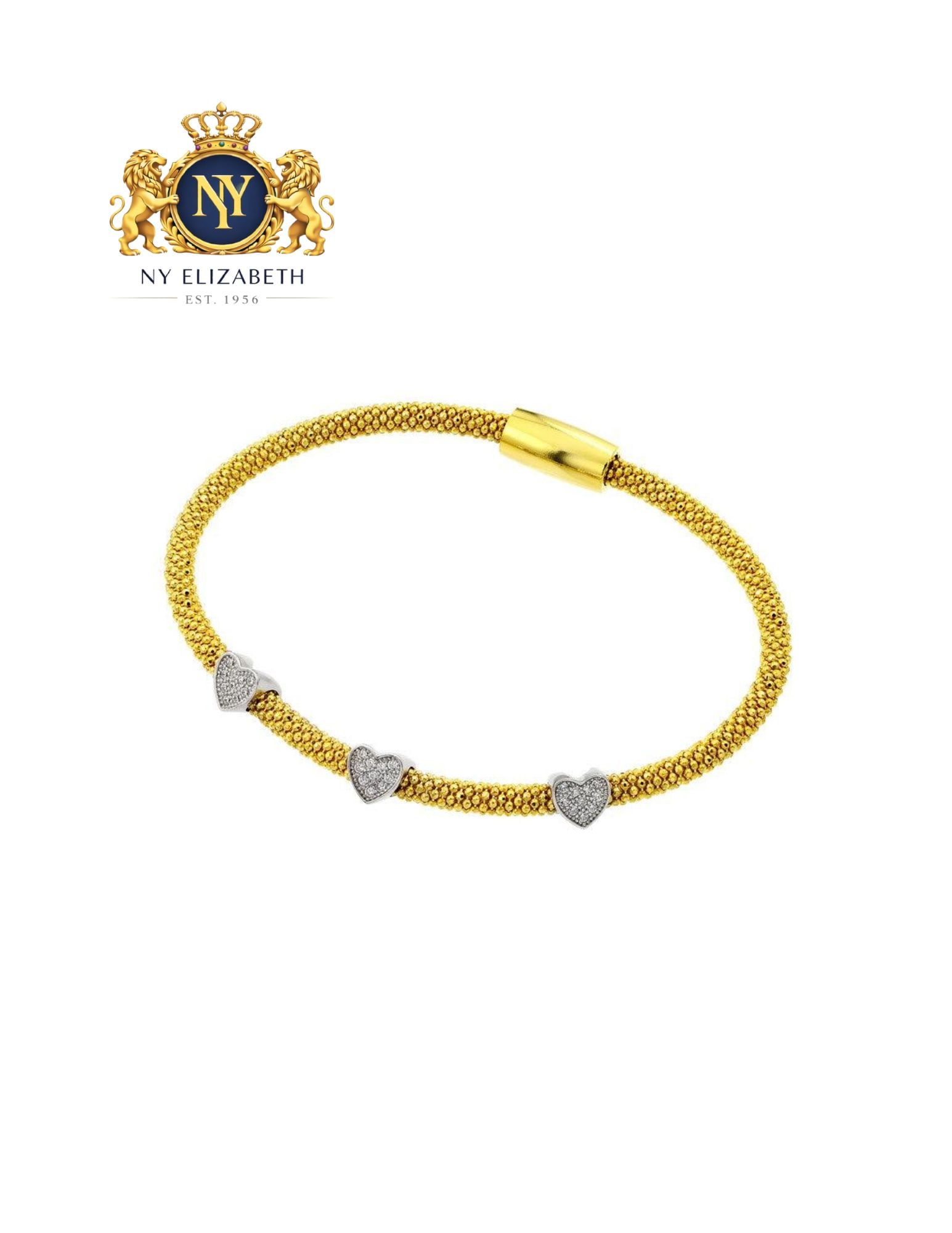 SILVER 925 BLACK RHODIUM AND GOLD PLATED THREE HEART CLEAR BRACELET: Silver 925 Black Rhodium and Gold Plated Three Heart Clear CZ Bracelet Metal: 925 Sterling Silver Plating: Rhodium and Gold Plated Length: 7 Inches Accessories: None Notice: When purchasing pre-owned 