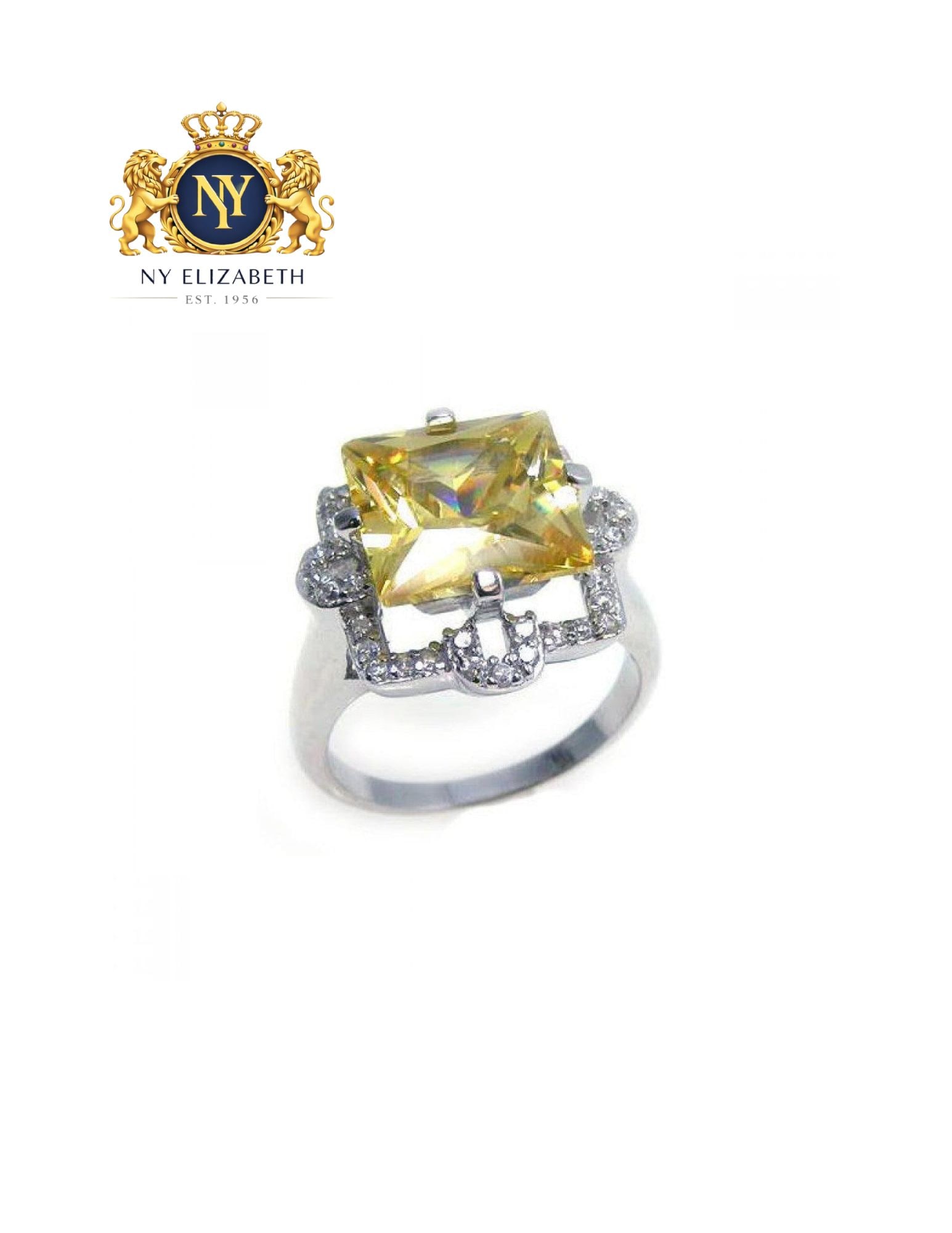 SILVER 925 RHODIUM PLATED YELLOW PRINCESS RING: Silver 925 Rhodium Plated Yellow Princess CZ Ring Metal: 925 Sterling Silver Plating: Nickel Free Rhodium Plated Stone: Clear CZ Stones Ring Size:: 10 US Accessories: None Notice: When purchasing p