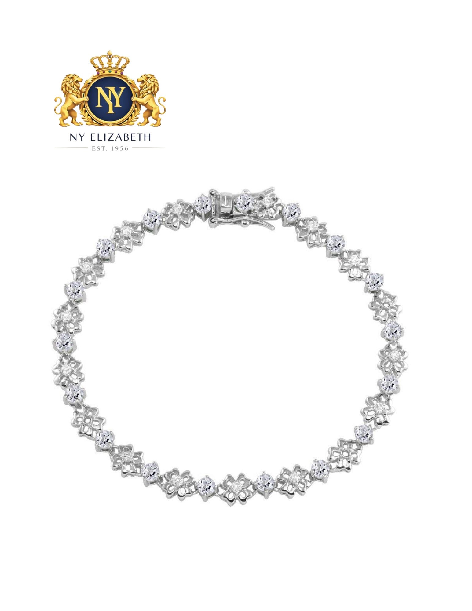 RHODIUM PLATED 925 STERLING SILVER FLOWER BRACELET CZ: Rhodium Plated 925 Sterling Silver Flower Bracelet CZ Metal: 925 Sterling Silver Plating: Nickel Free Rhodium Plated Stone: Cubic Zirconia Stones Length: 7 Inches Accessories: None Notice: When pur
