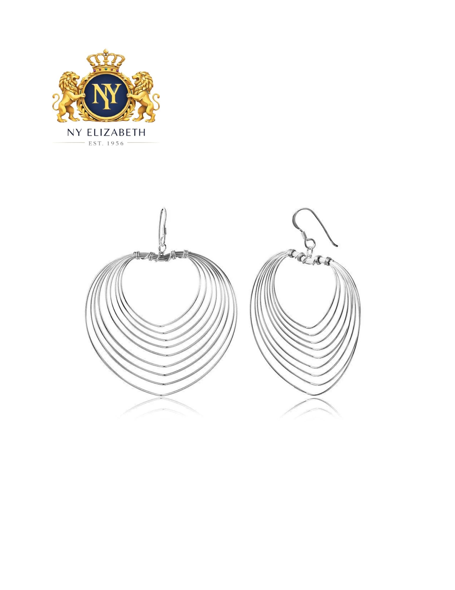 SILVER 925 HEART WIRE SHAPED MULTI-LINES HEART SHAPE EARRINGS: Silver 925 Heart Wire Shaped Multi-lines Heart Shape Earrings Metal: 925 Sterling Silver Plating: Non-Plated High Polished Dimensions: 61mm x 55mm Length: None Accessories: None Notice: When purcha