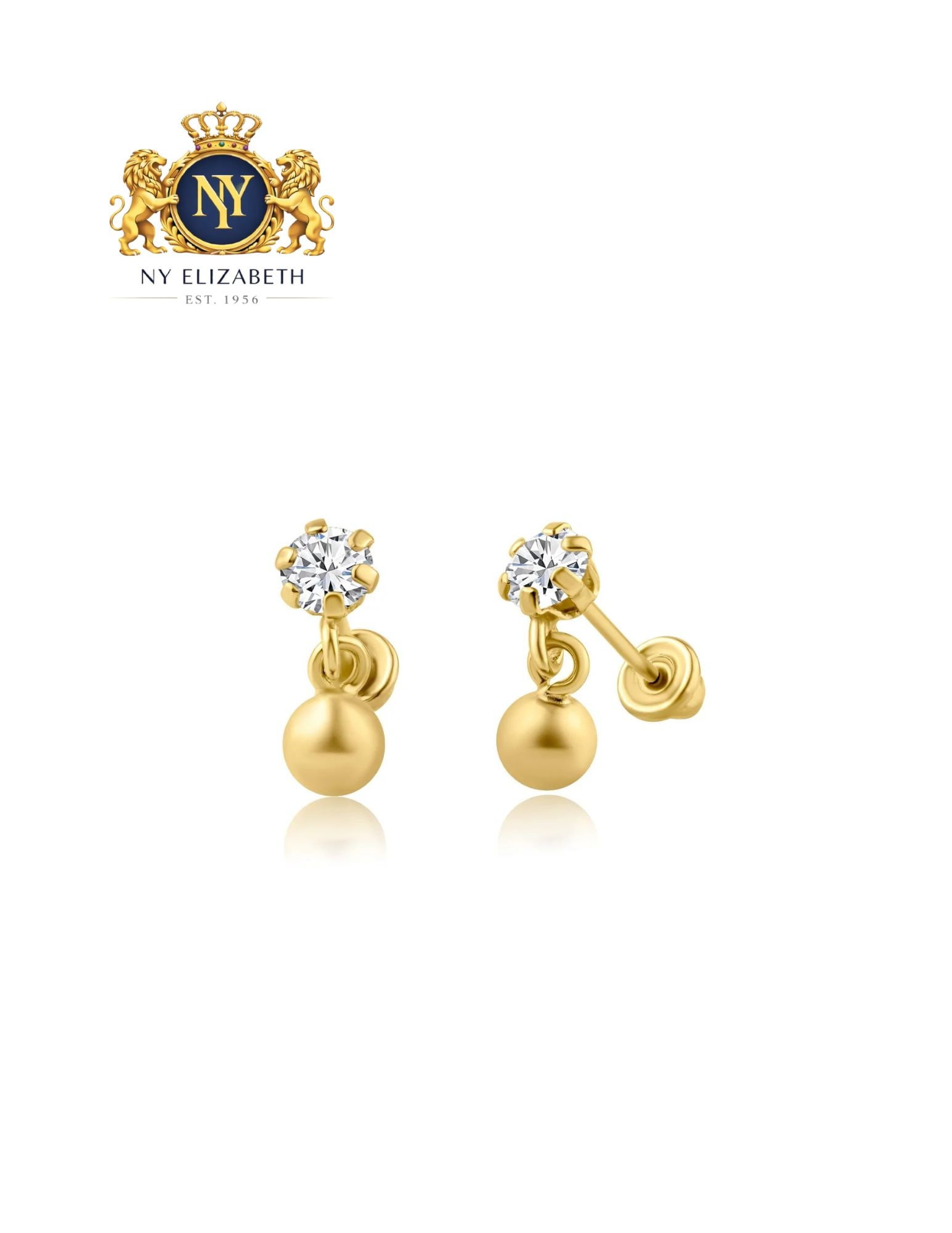 14 KARAT YELLOW GOLD DANGLING BALL SCREW BACK EARRING: 14 Karat Yellow Gold Dangling Ball CZ Screw Back Earring Metal: 14 Karat Gold Stone: Cubic Zirconia Stones & Synthetic Pearls Dimensions: 2.6mm Length: None Accessories: None Notice: When purchasin