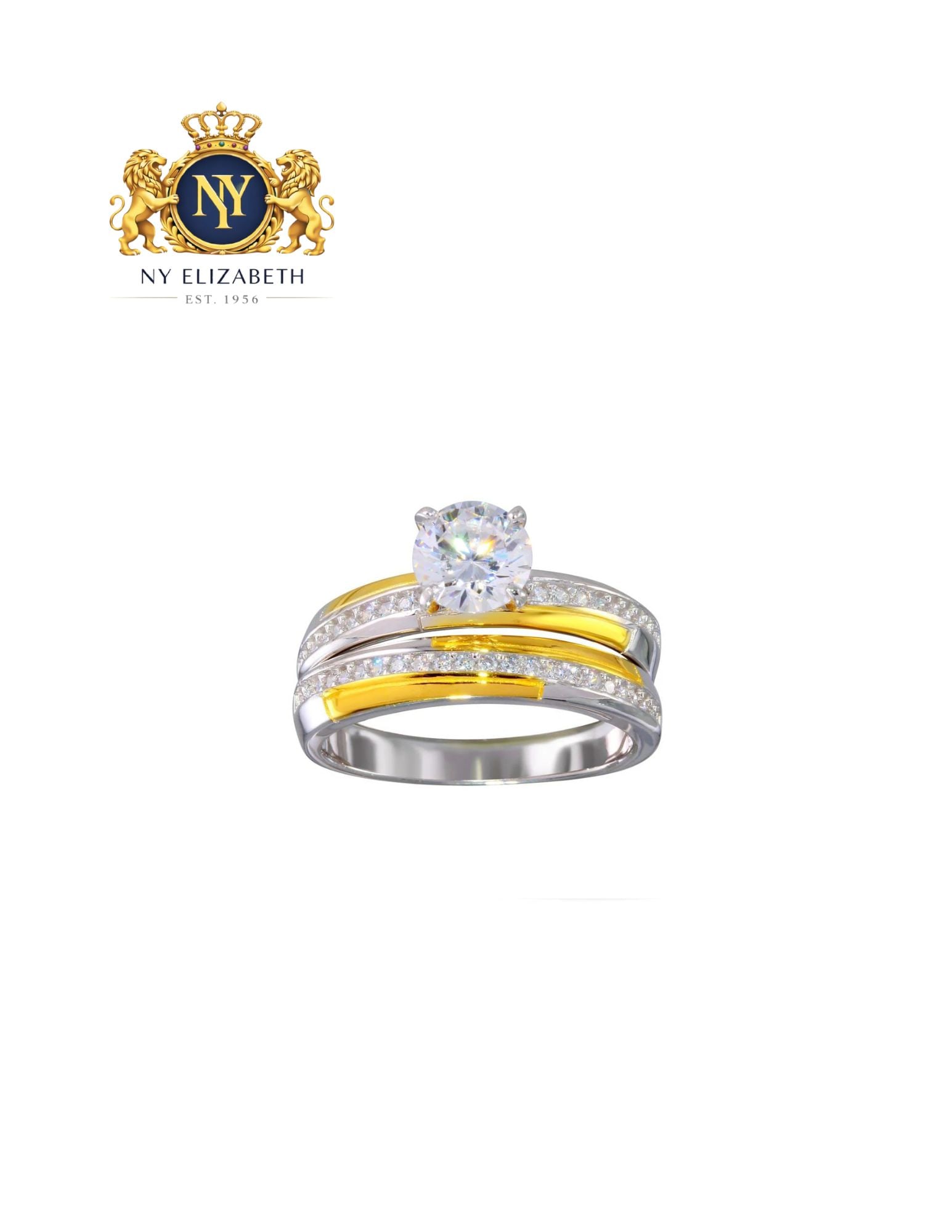 TWO-TONE 925 STERLING SILVER GOLD AND RHODIUM PLATED RINGS (1 of 3)