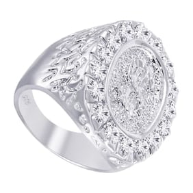 CLEARANCE-RHODIUM PLATED 925 STERLING SILVER RING WITH CZ: Clearance-Rhodium Plated 925 Sterling Silver Ring with CZ Metal: 930 Sterling Silver Plating: Nickel Free Rhodium Plated Stone: Cubic Zirconia Stones Ring Size:: 10 US Accessories: None Notice: Whe