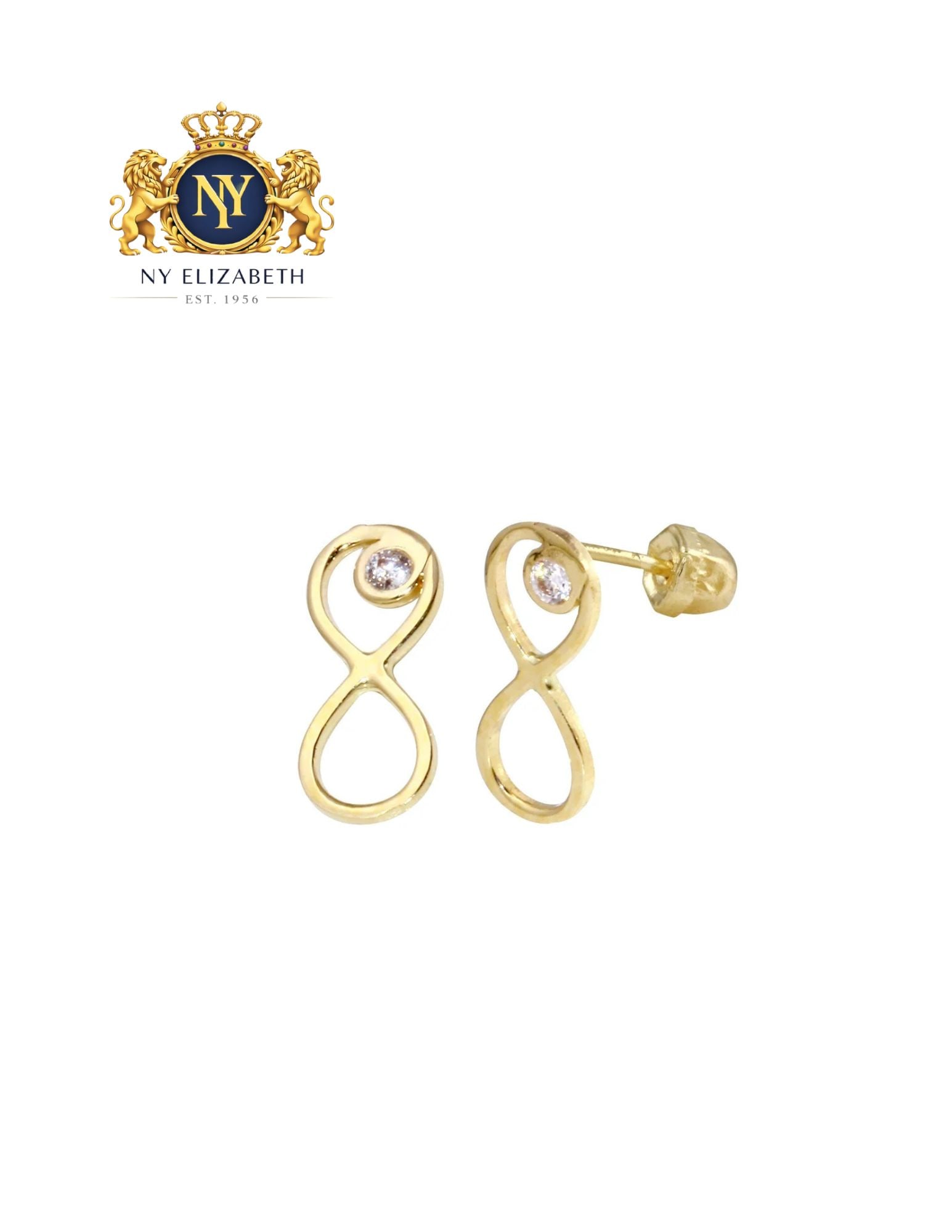 14 KARAT YELLOW GOLD INFINITY SCREW BACK EARRING: 14 Karat Yellow Gold CZ Infinity Screw Back Earring Metal: 14 Karat Gold Dimensions: 3.6mm x 8.6mm Length: None Accessories: None Notice: When purchasing pre-owned goods, please refer to the photos of