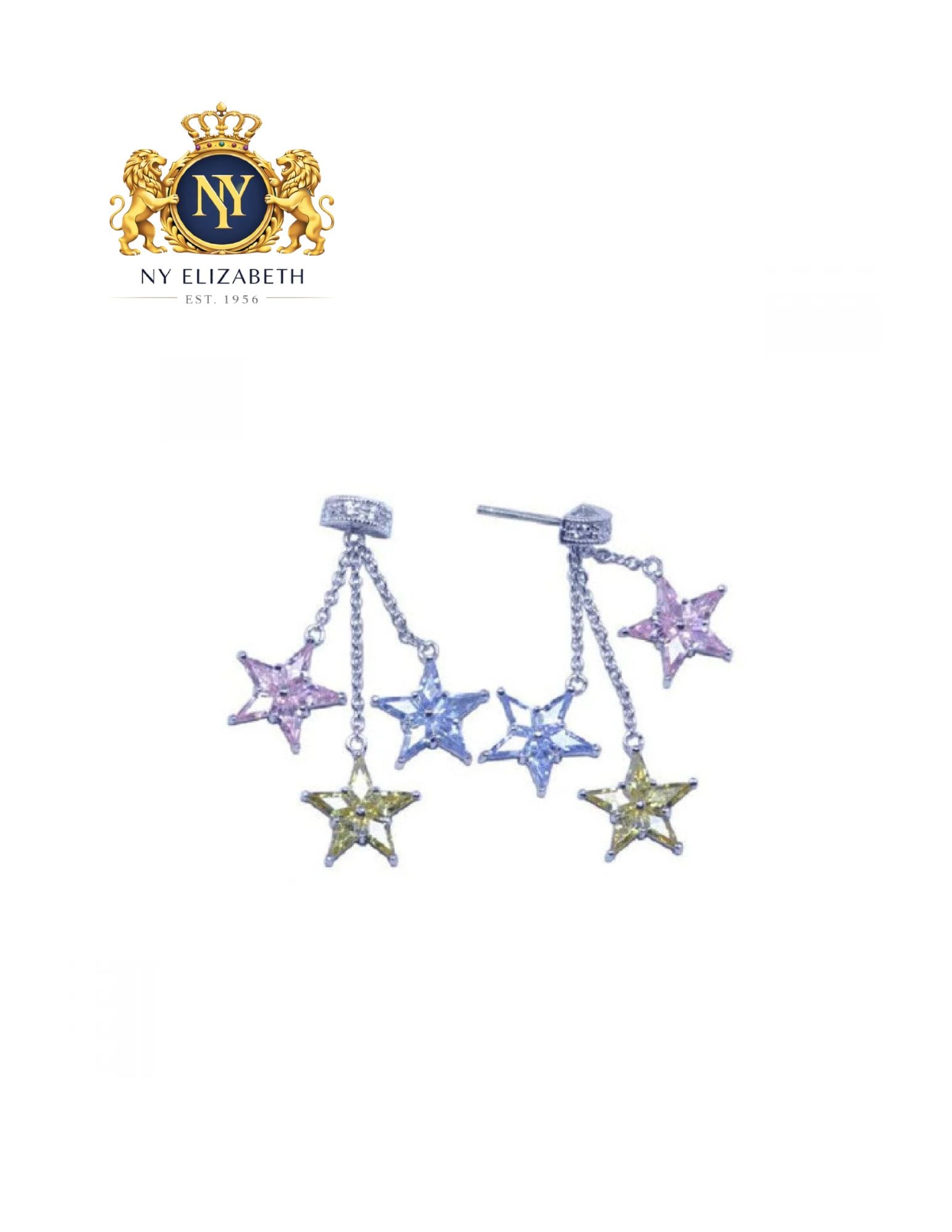 CLEARANCE-SILVER 925 RHODIUM PLATED THREE COLOR EARRINGS: Clearance-Silver 925 Rhodium Plated Three Color CZ Earrings Metal: 925 Sterling Silver Plating: Nickel Free Rhodium Plated Stone: 10 yellow 3mm x 6mm Kite CZ, 10 pink 3mm x 6mm Kite CZ, 10 lavender 3m