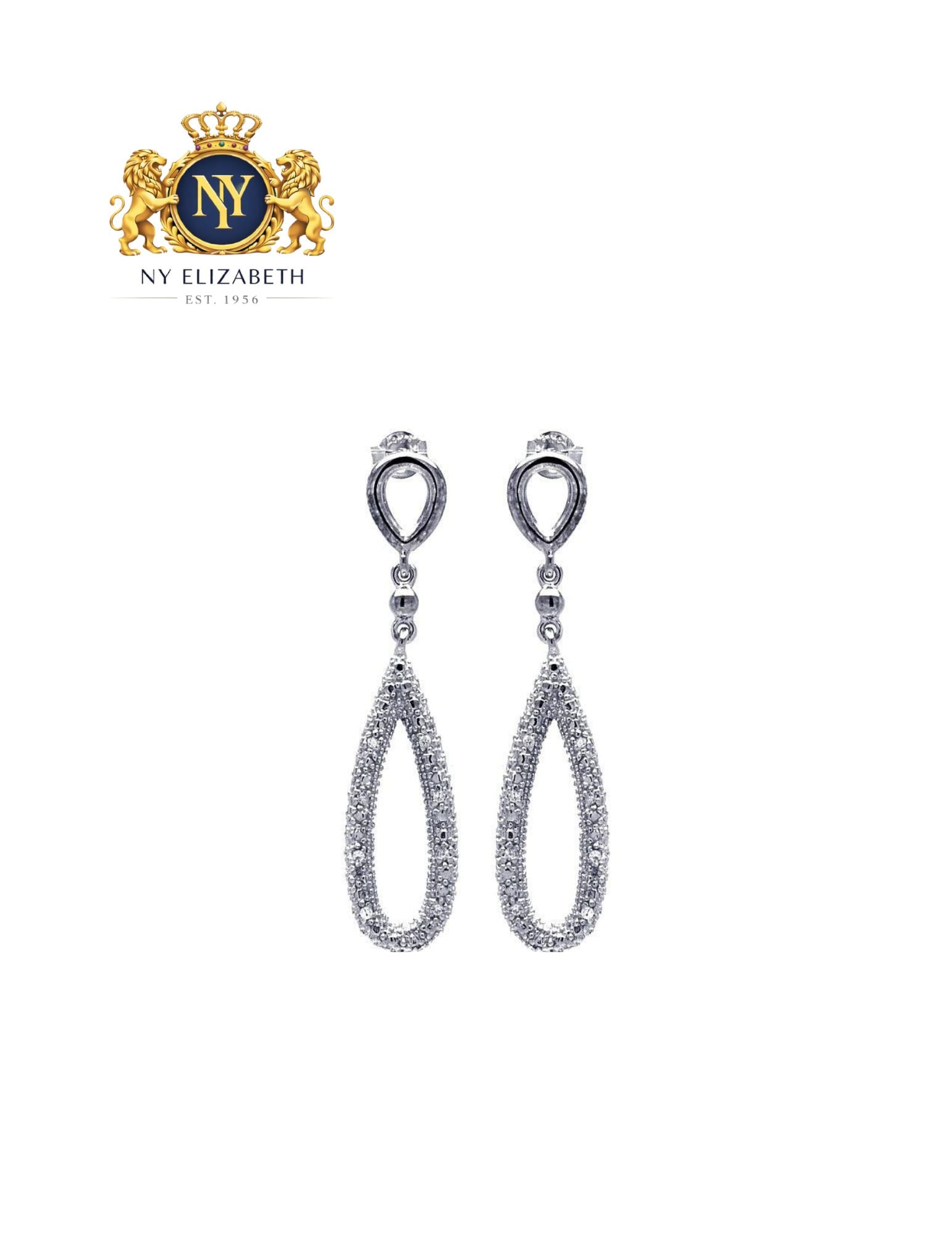 SILVER 925 RHODIUM PLATED OPEN CLEAR STUD EARRINGS: Silver 925 Rhodium Plated Open Clear CZ Stud Earrings Metal: 925 Sterling Silver Plating: Nickel Free Rhodium Plated Stone: Clear CZ Stones Dimensions: 10mm x 45mm Length: None Accessories: None <